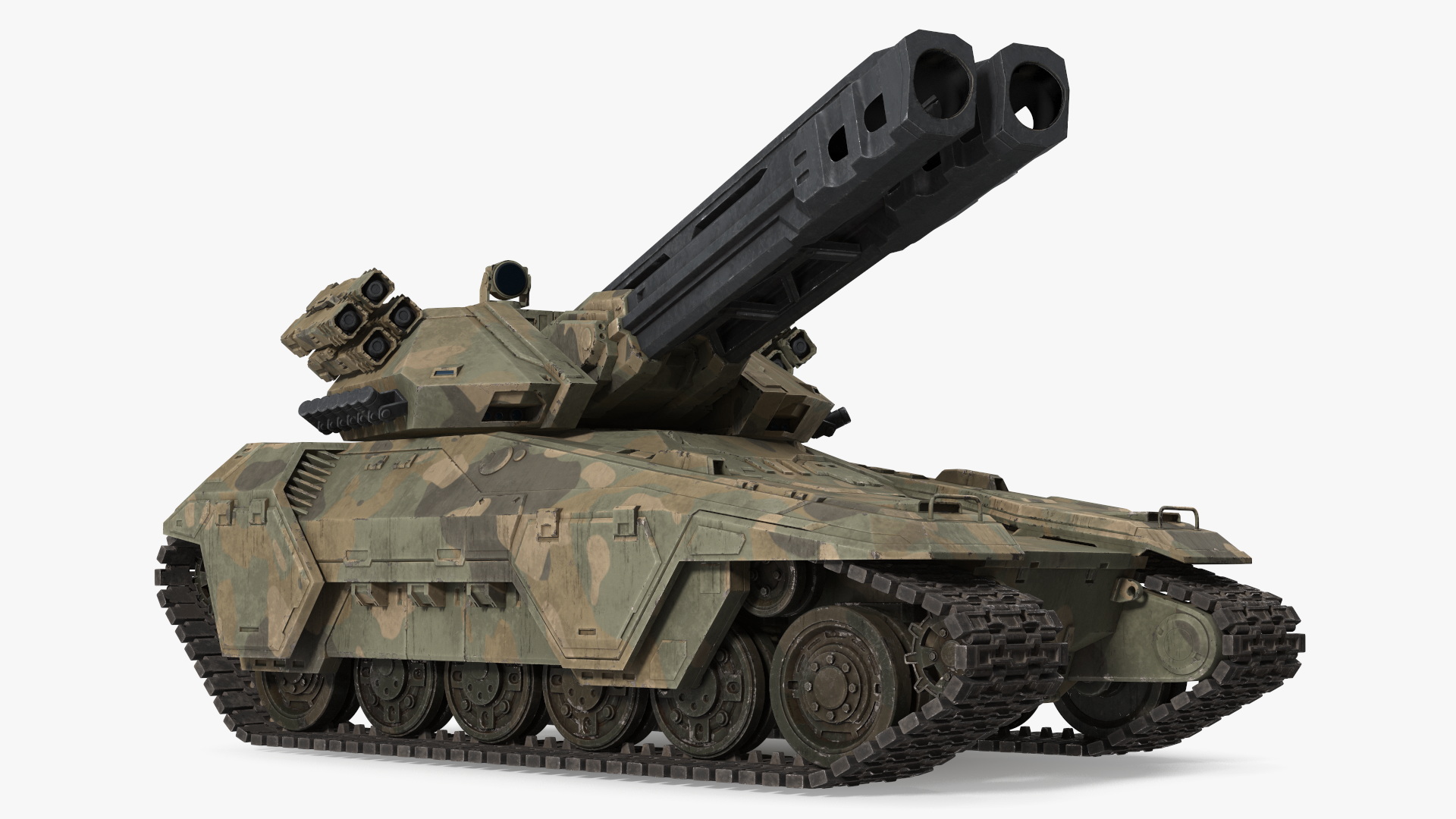 3D Futuristic Battle Tank in Camouflage Rigged model