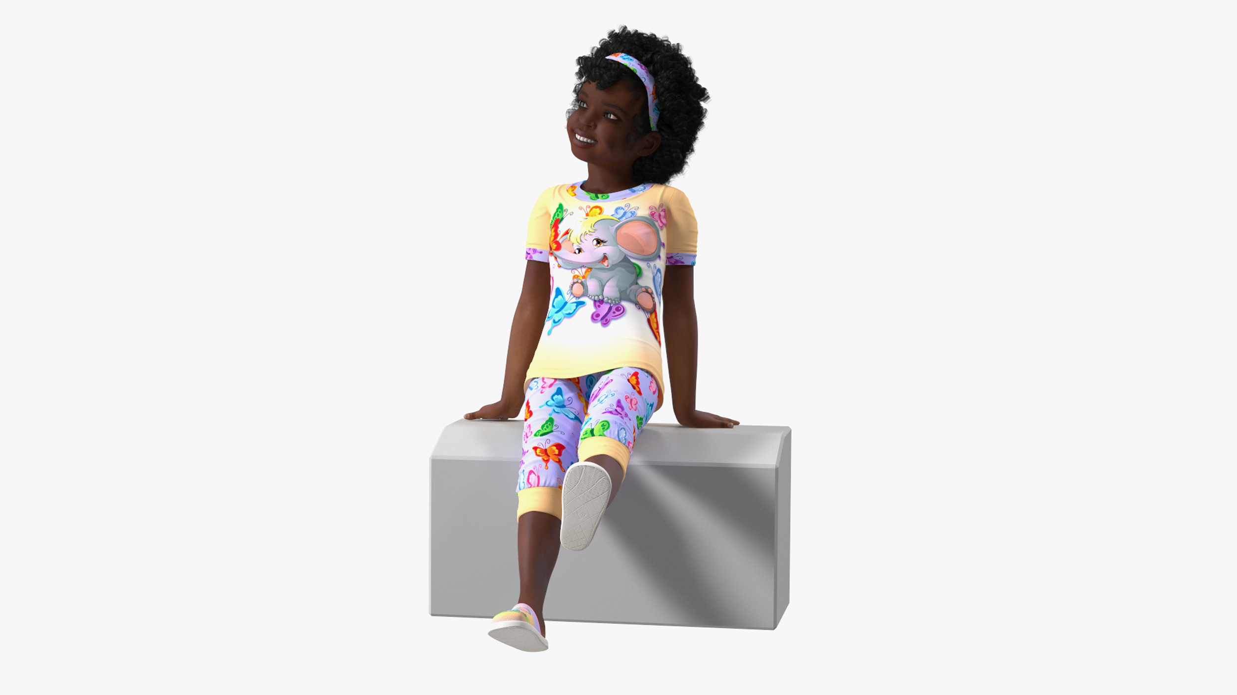3D Girl Child Black Home Style Rigged for Maya model