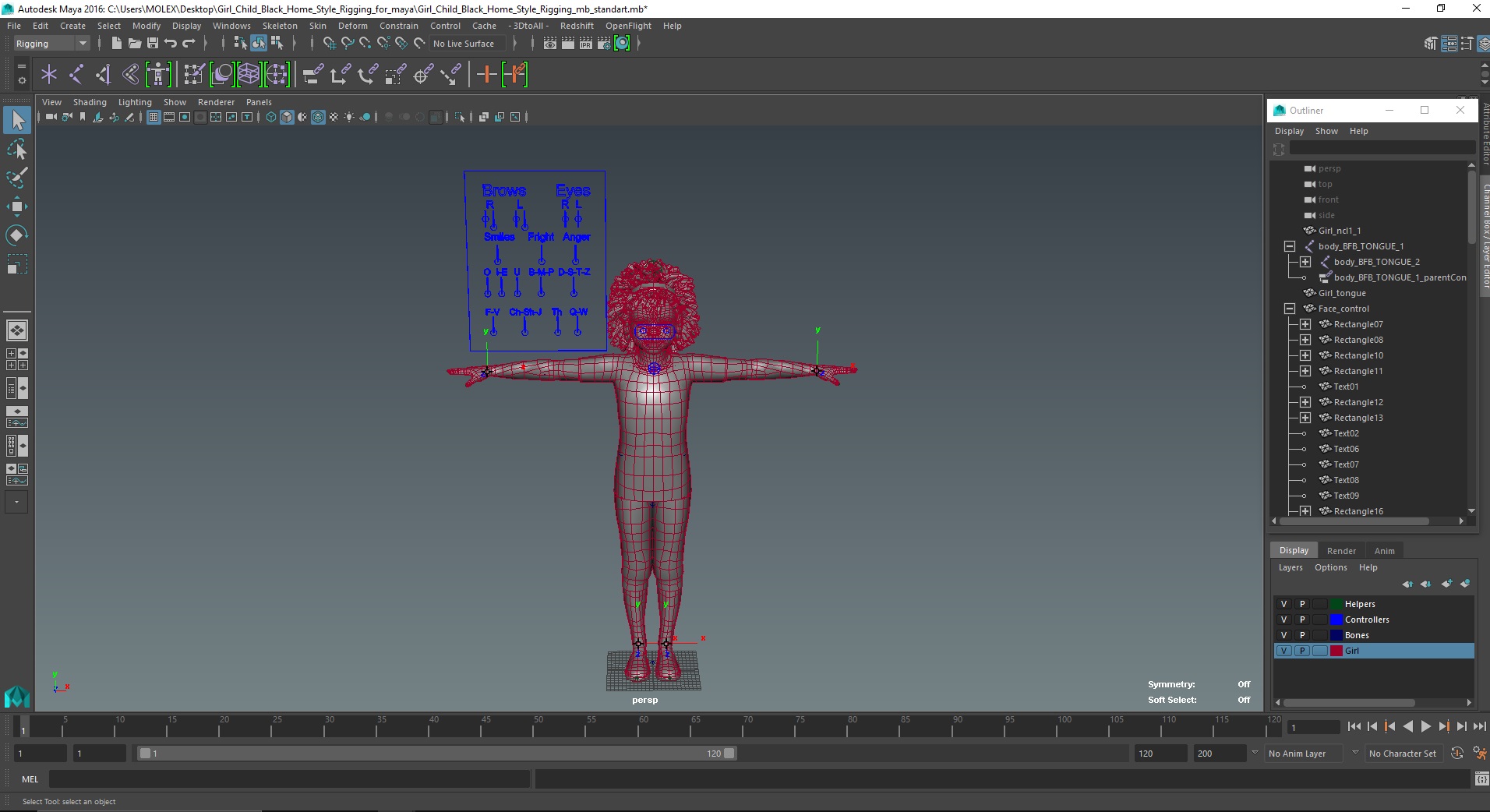3D Girl Child Black Home Style Rigged for Maya model