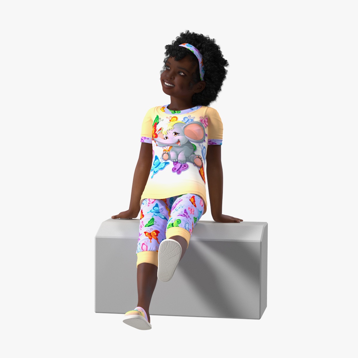 3D Girl Child Black Home Style Rigged for Maya model