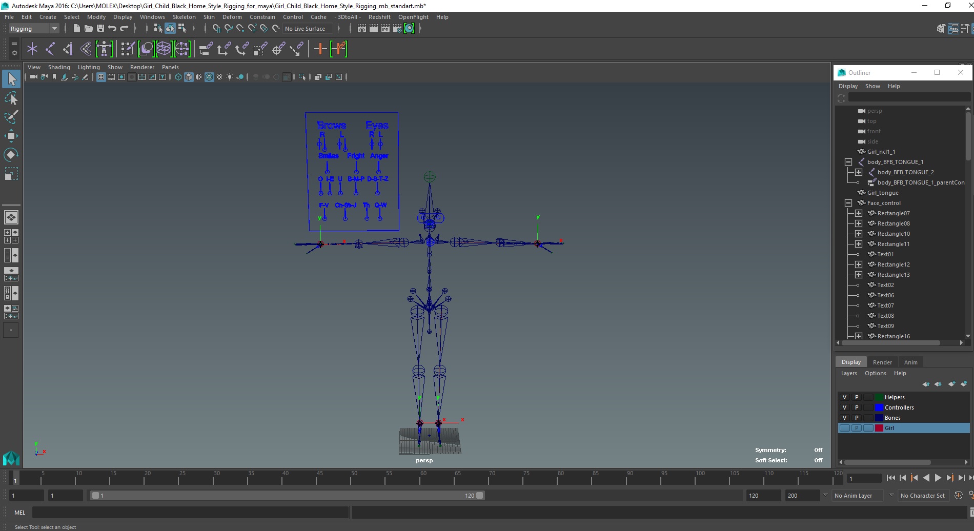 3D Girl Child Black Home Style Rigged for Maya model
