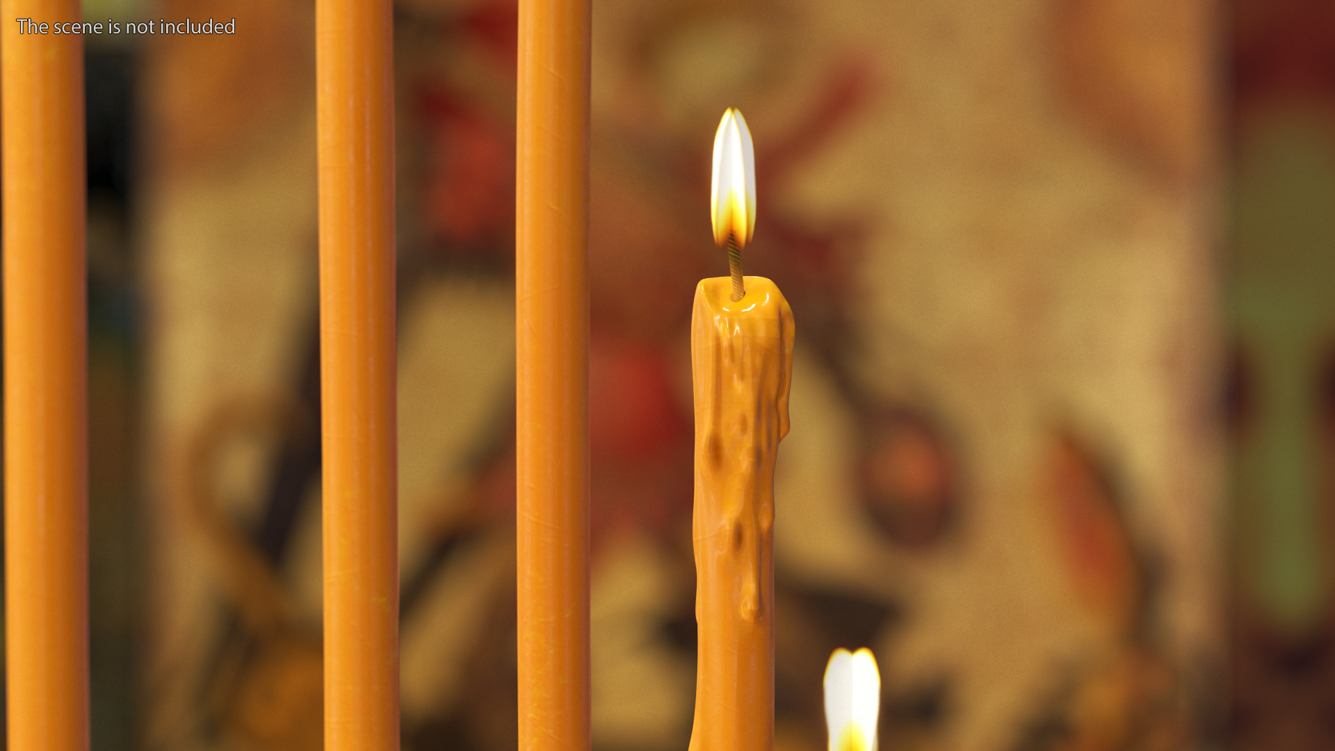 Lit Votive Orthodox Church Candles 3D model