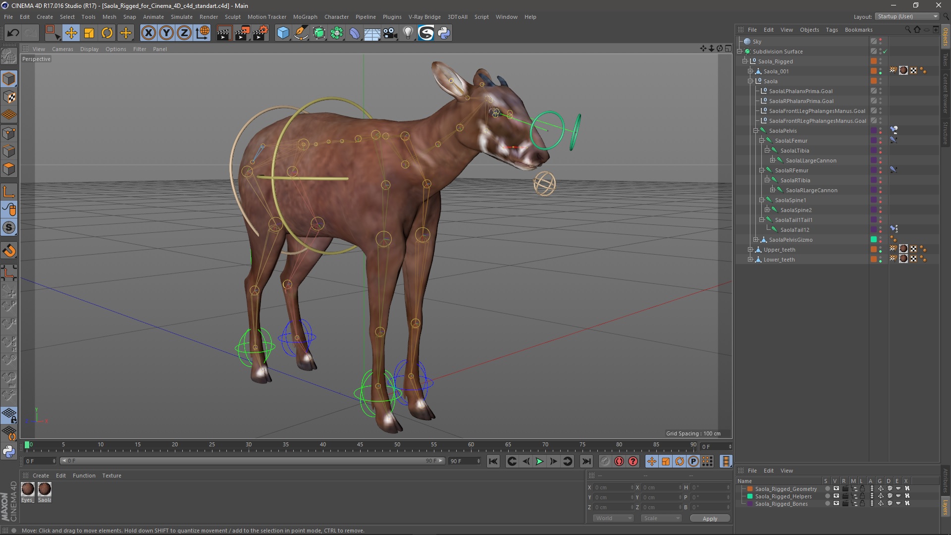 3D Saola Rigged for Cinema 4D