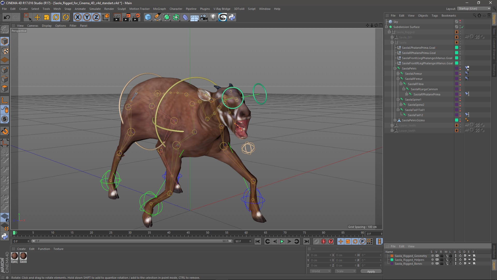 3D Saola Rigged for Cinema 4D