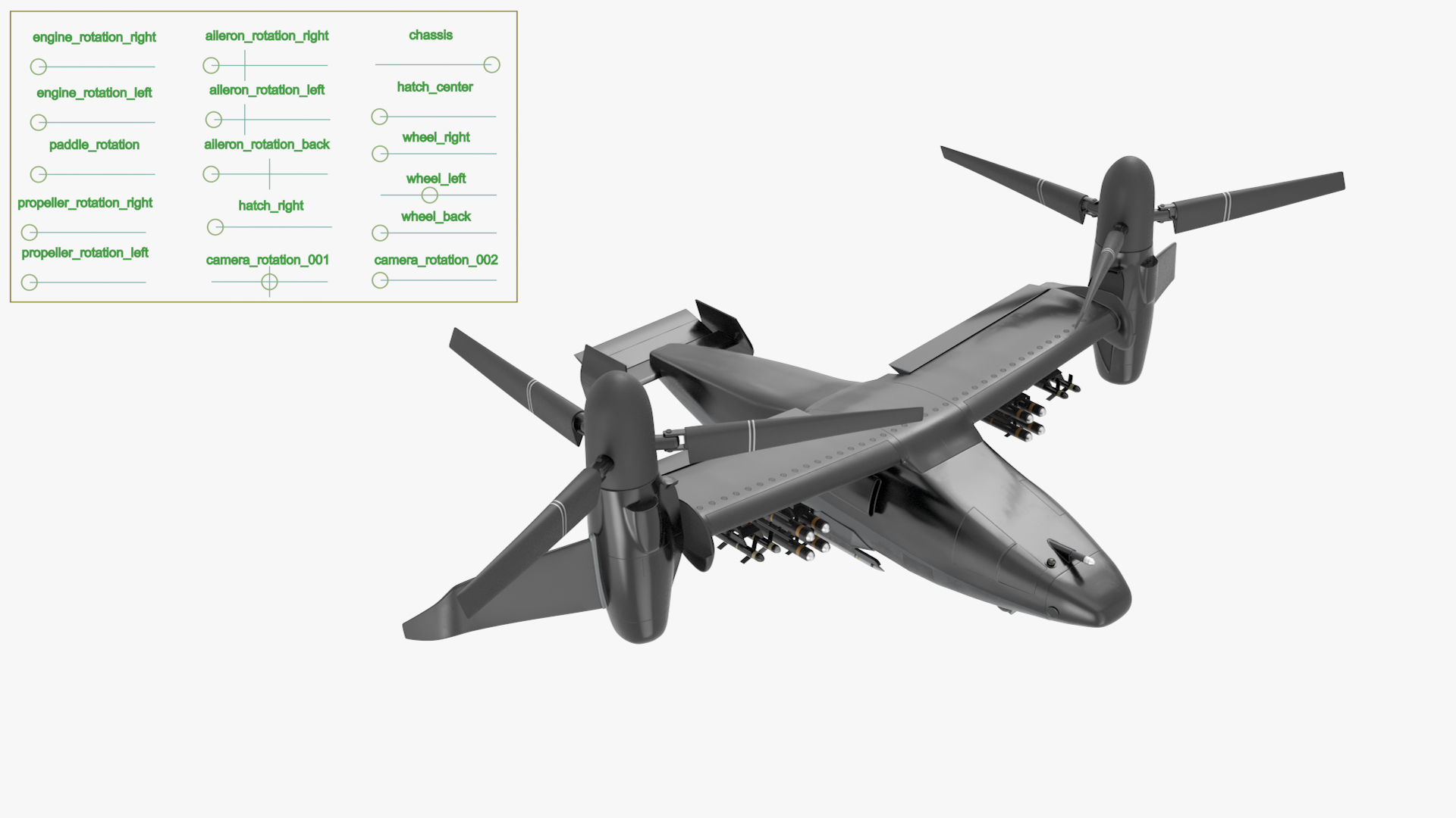 3D Combat Propeller Drone UAV Rigged model
