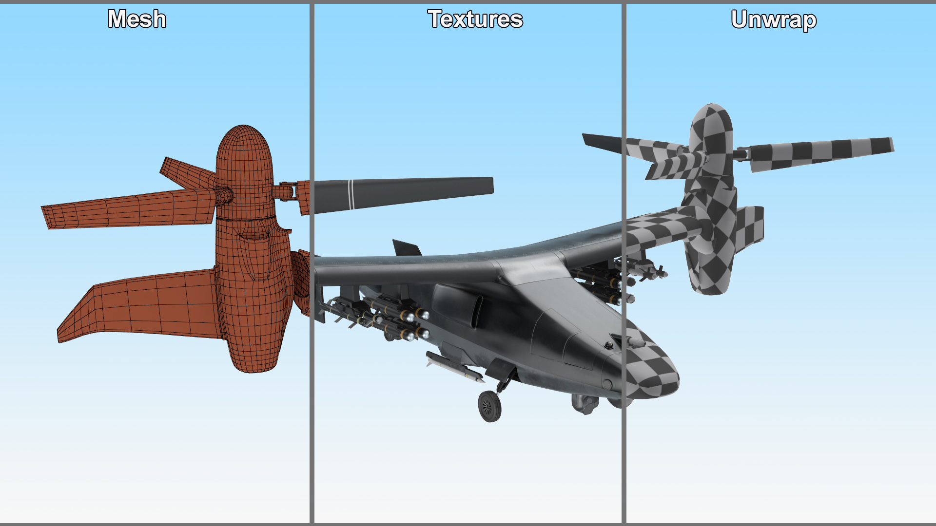 3D Combat Propeller Drone UAV Rigged model