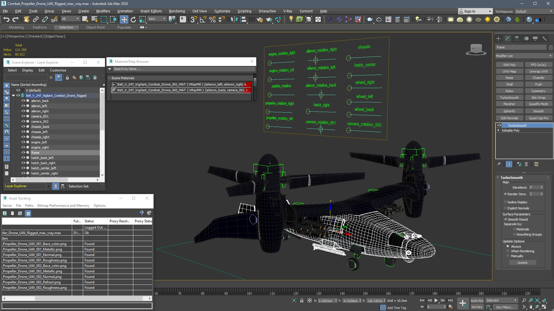 3D Combat Propeller Drone UAV Rigged model