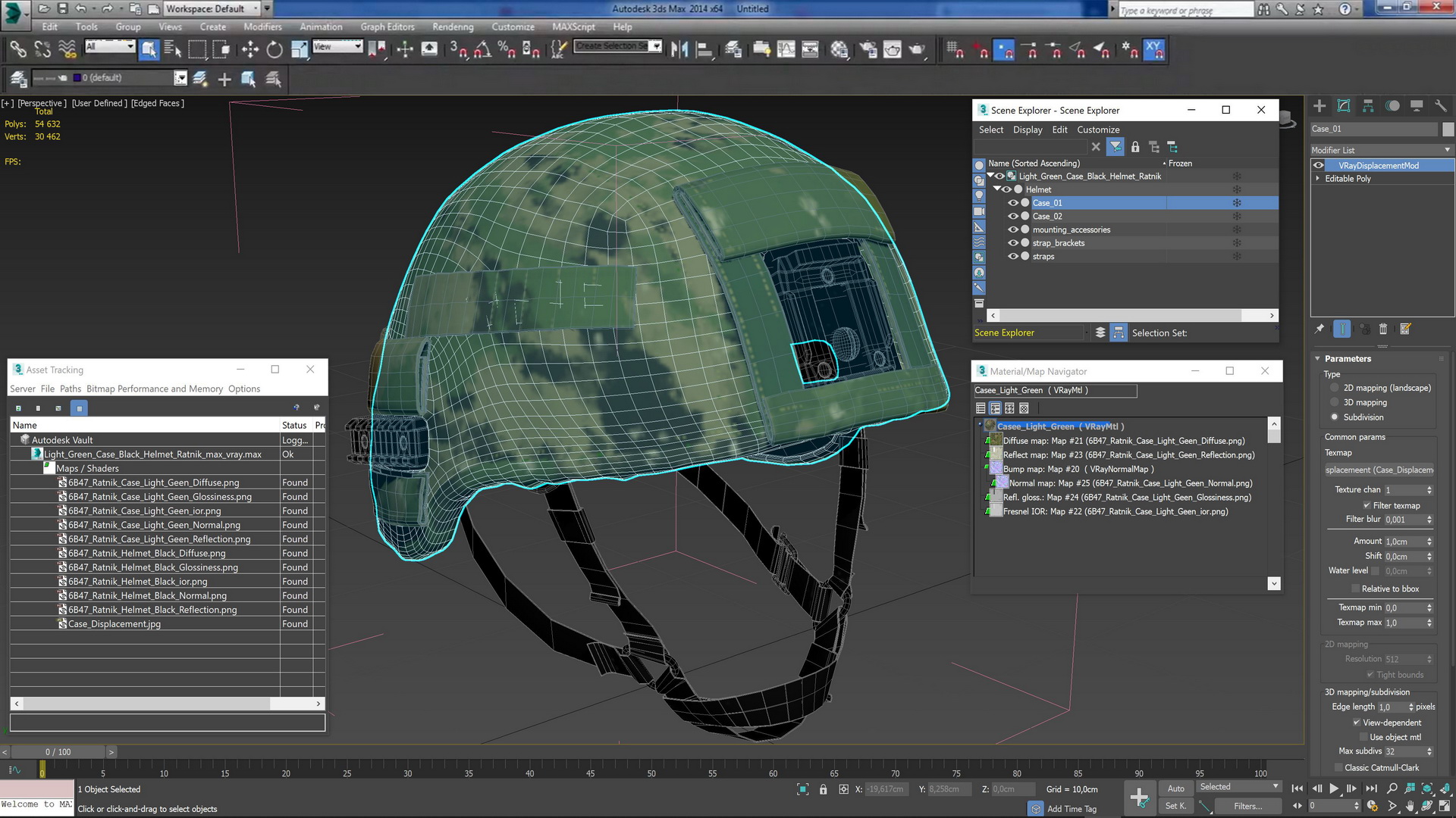 3D Light Green Case Black Helmet Ratnik