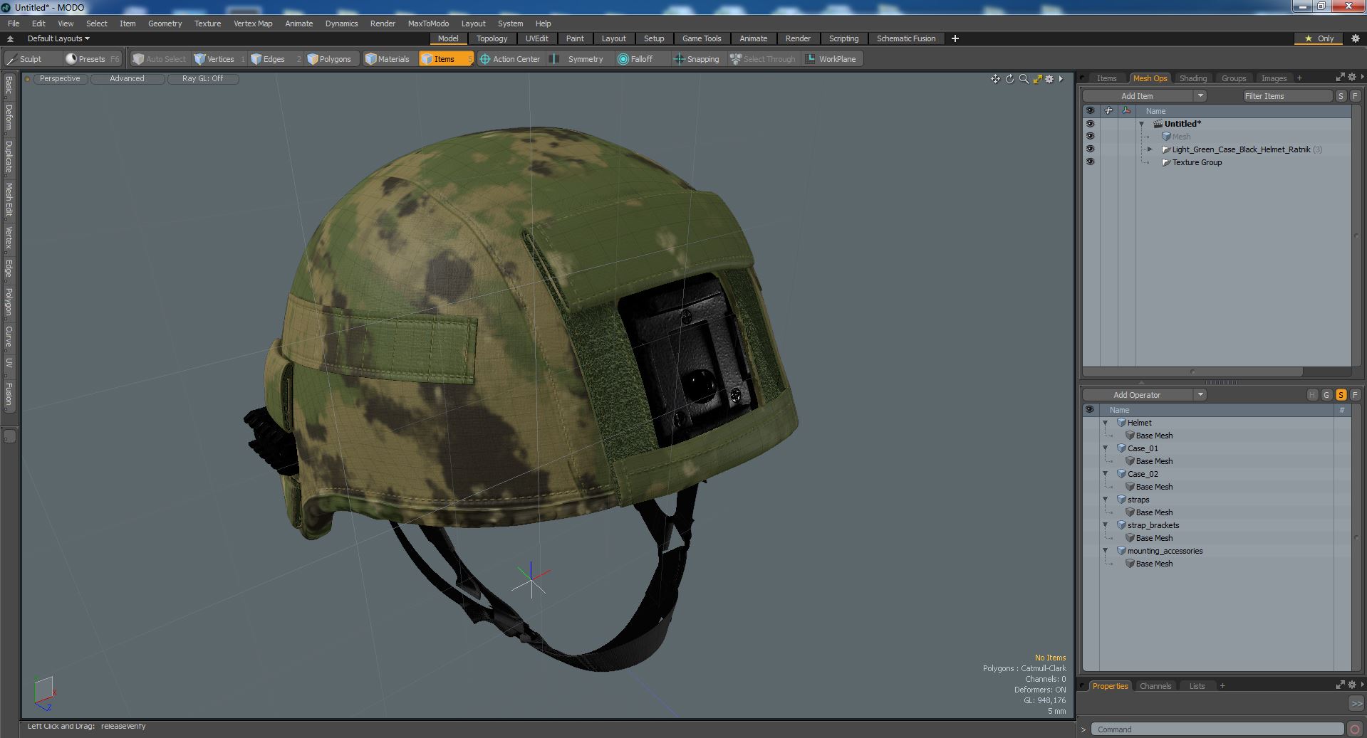 3D Light Green Case Black Helmet Ratnik