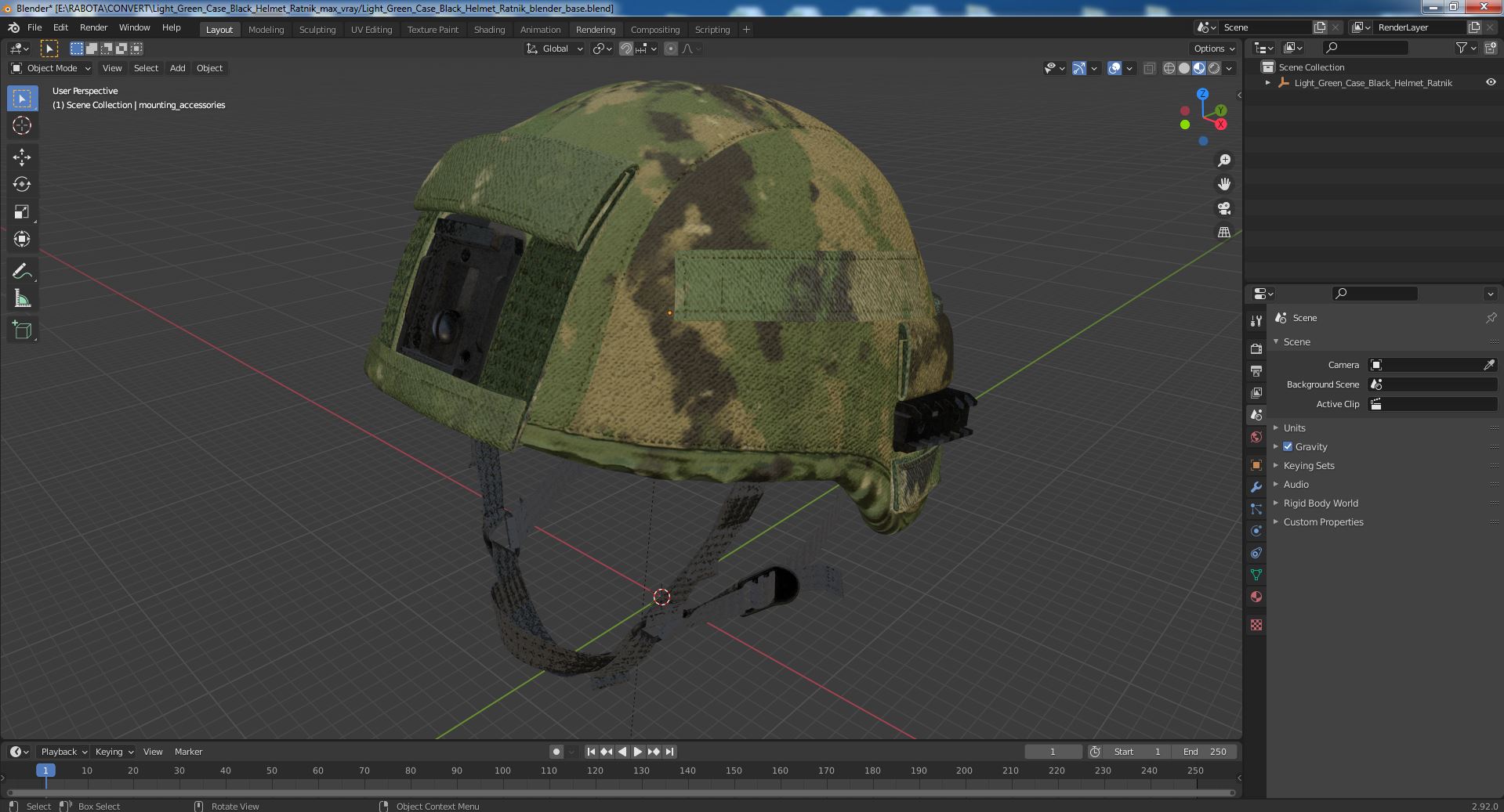 3D Light Green Case Black Helmet Ratnik