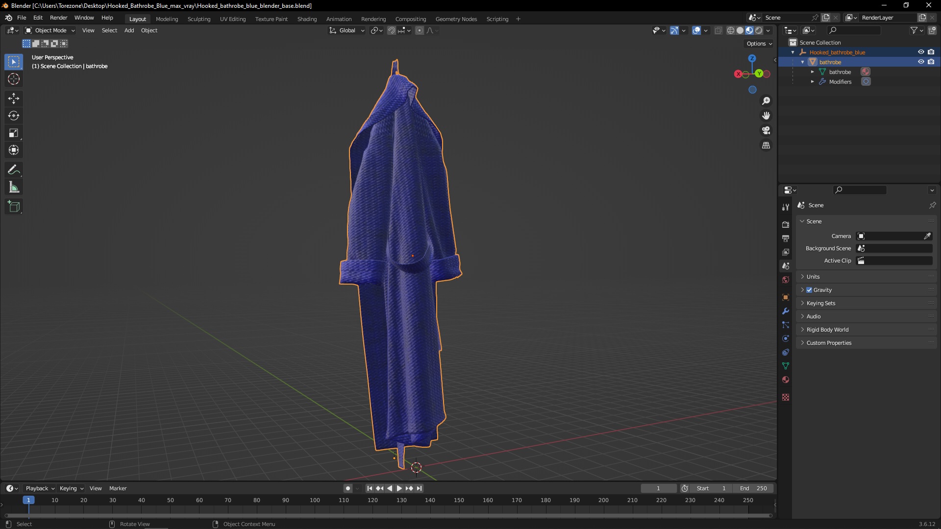 3D model Hooked Bathrobe Blue