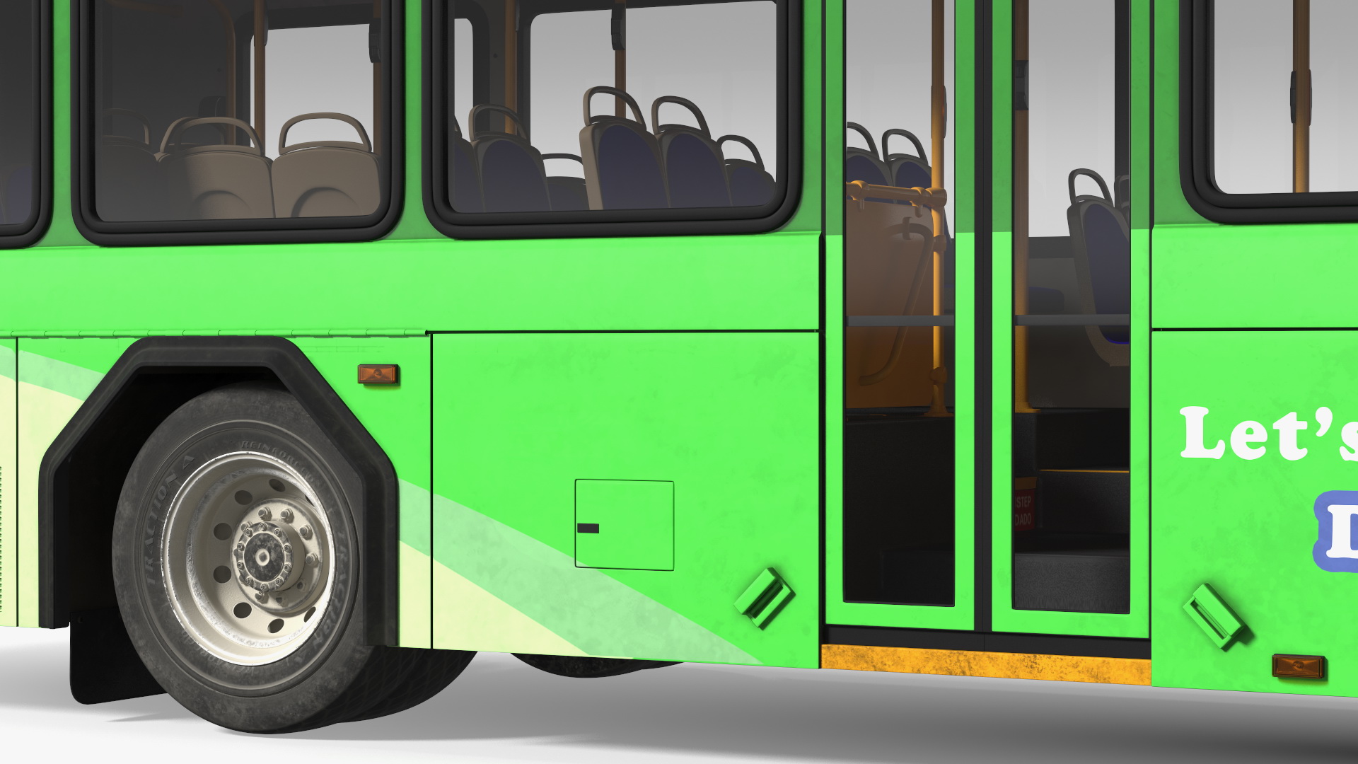 Gillig Low Floor Hybrid Bus Intercity Green Simple Interior 3D model