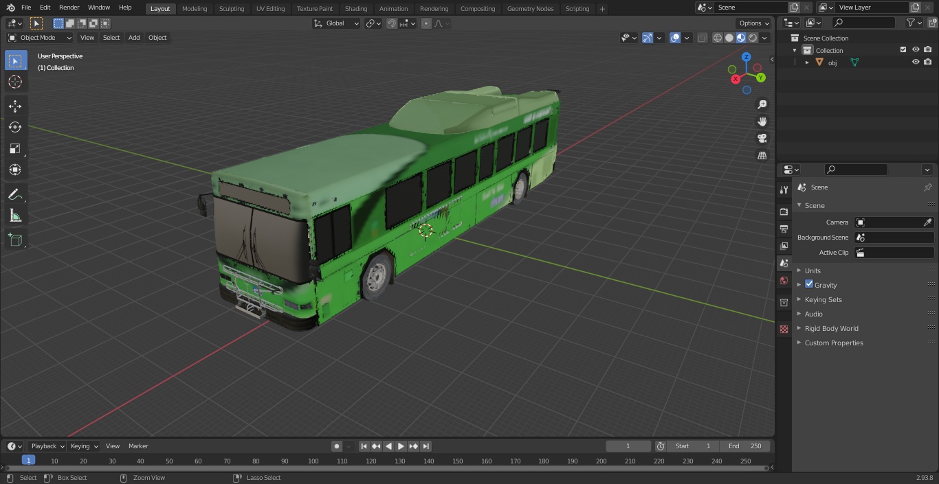 Gillig Low Floor Hybrid Bus Intercity Green Simple Interior 3D model