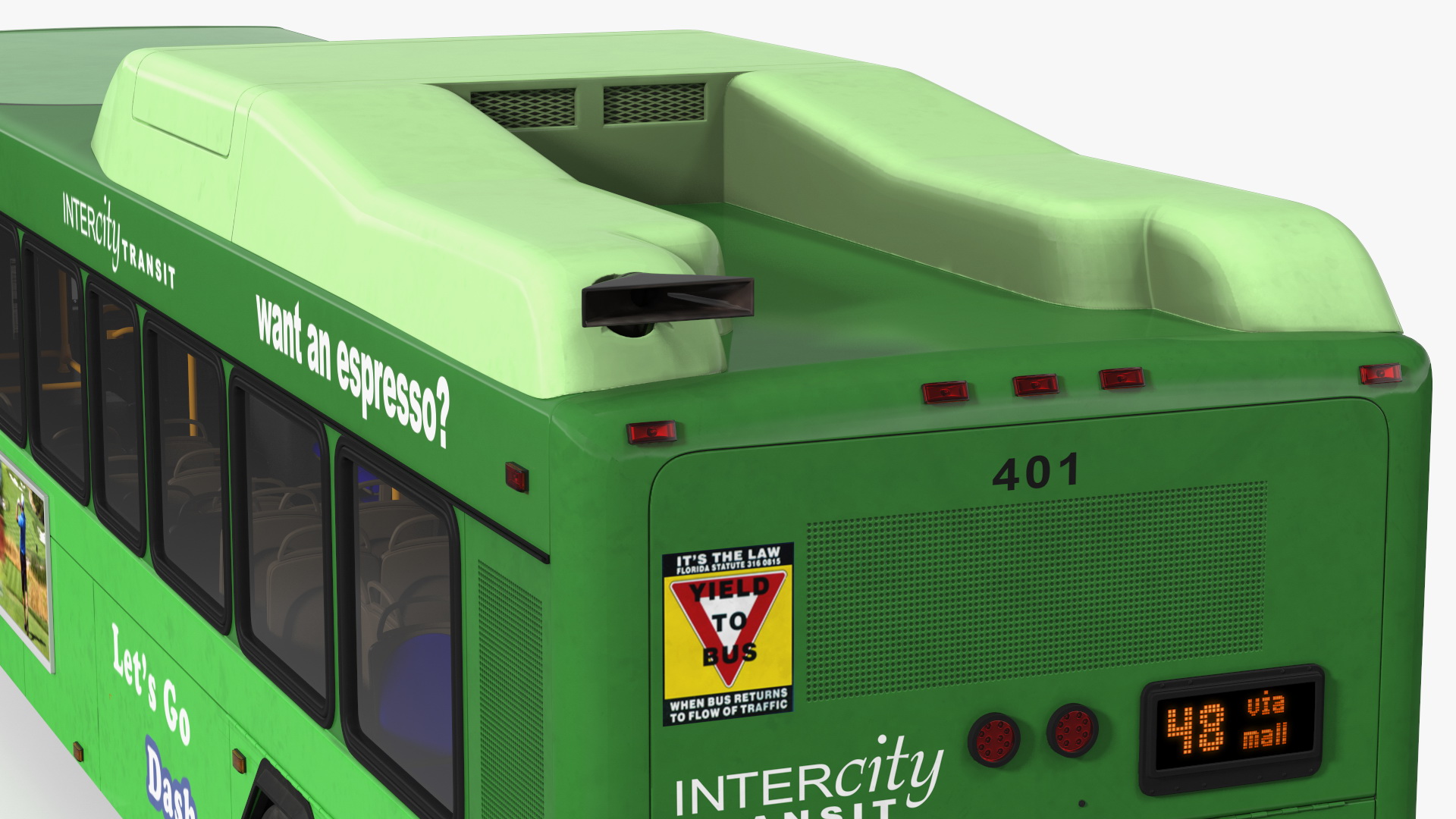Gillig Low Floor Hybrid Bus Intercity Green Simple Interior 3D model