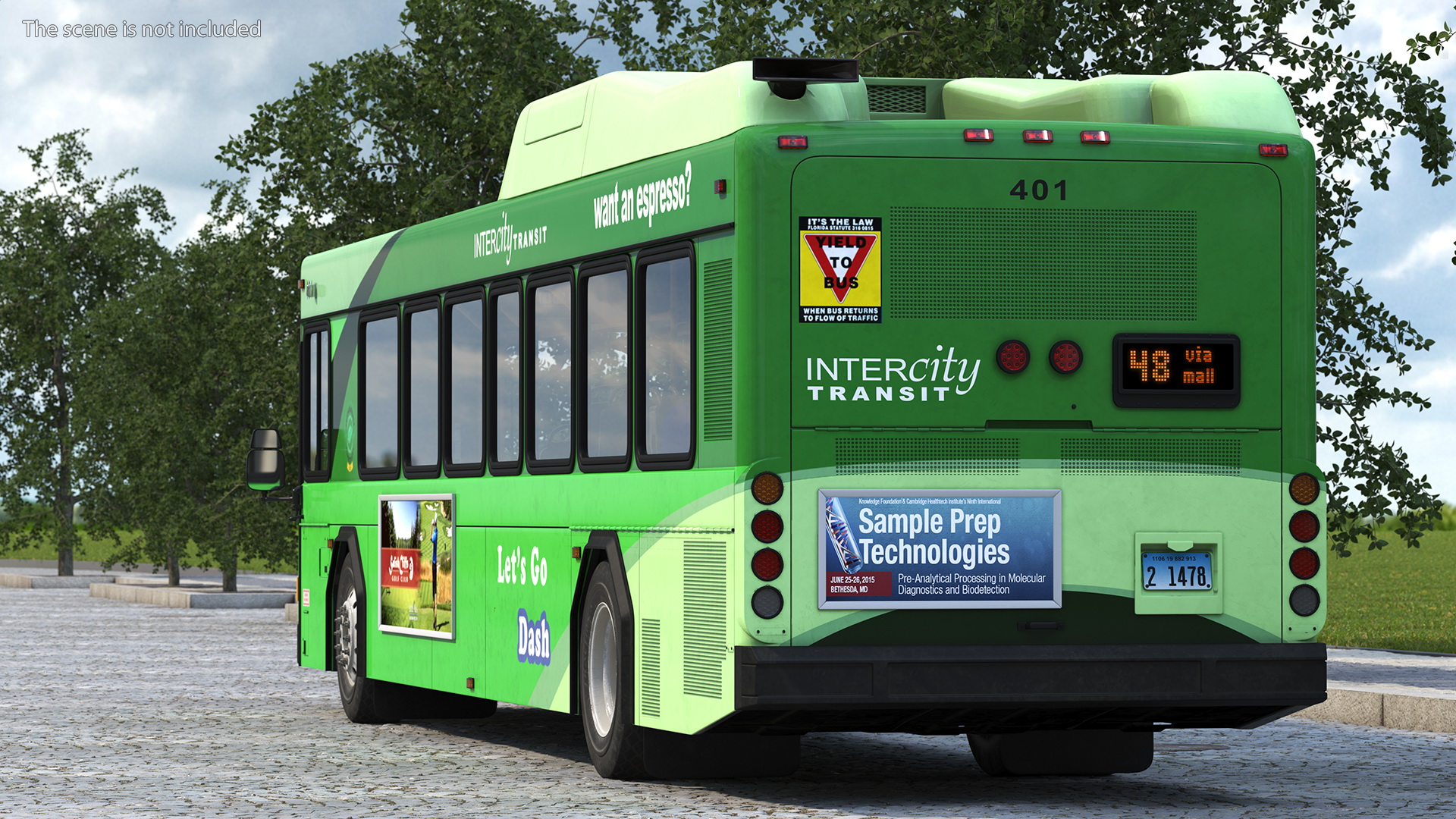 Gillig Low Floor Hybrid Bus Intercity Green Simple Interior 3D model