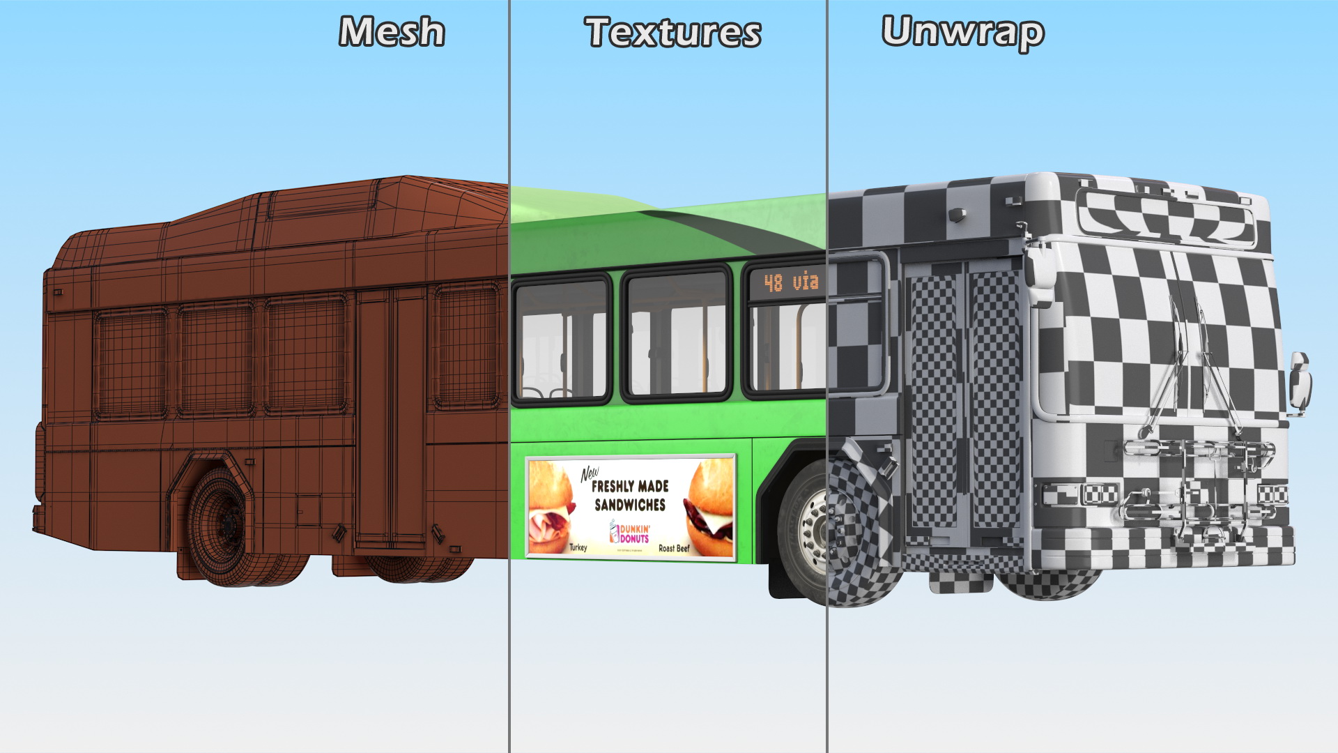Gillig Low Floor Hybrid Bus Intercity Green Simple Interior 3D model