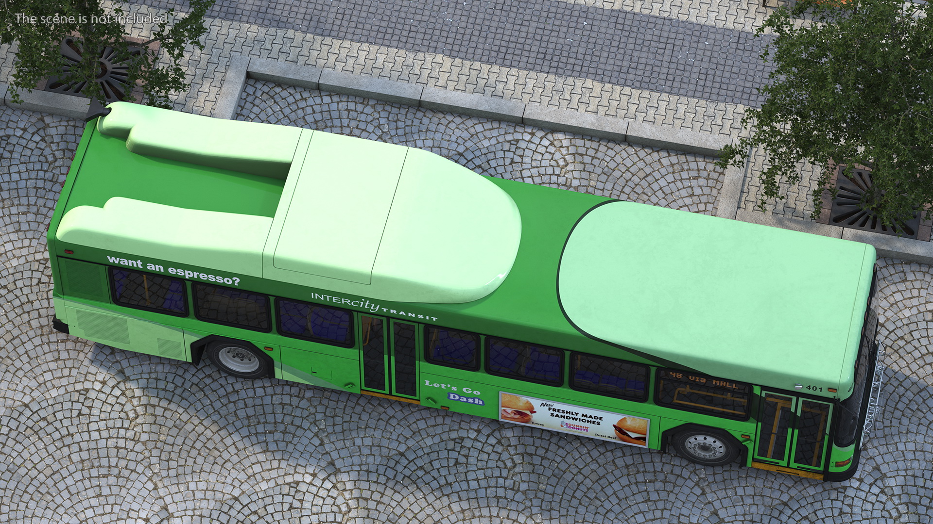 Gillig Low Floor Hybrid Bus Intercity Green Simple Interior 3D model