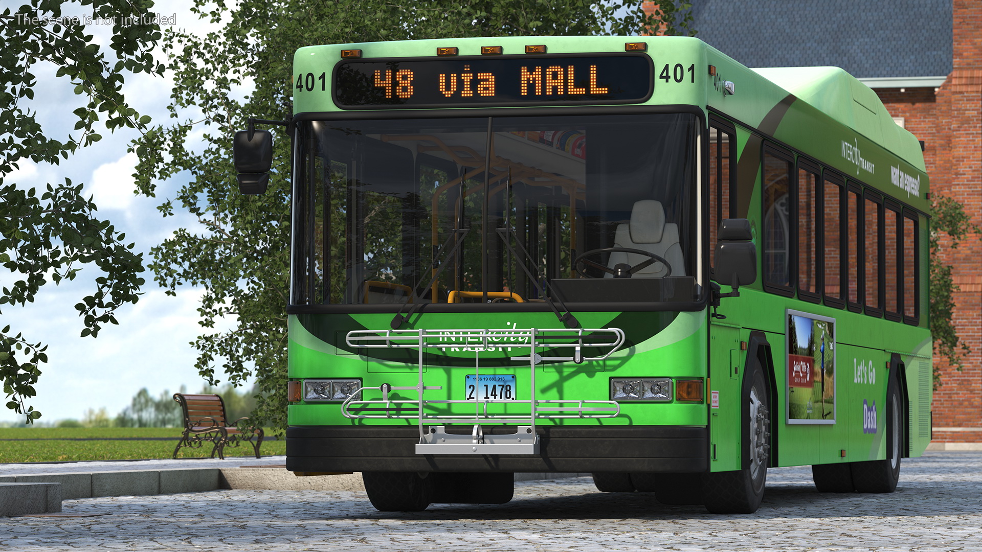 Gillig Low Floor Hybrid Bus Intercity Green Simple Interior 3D model