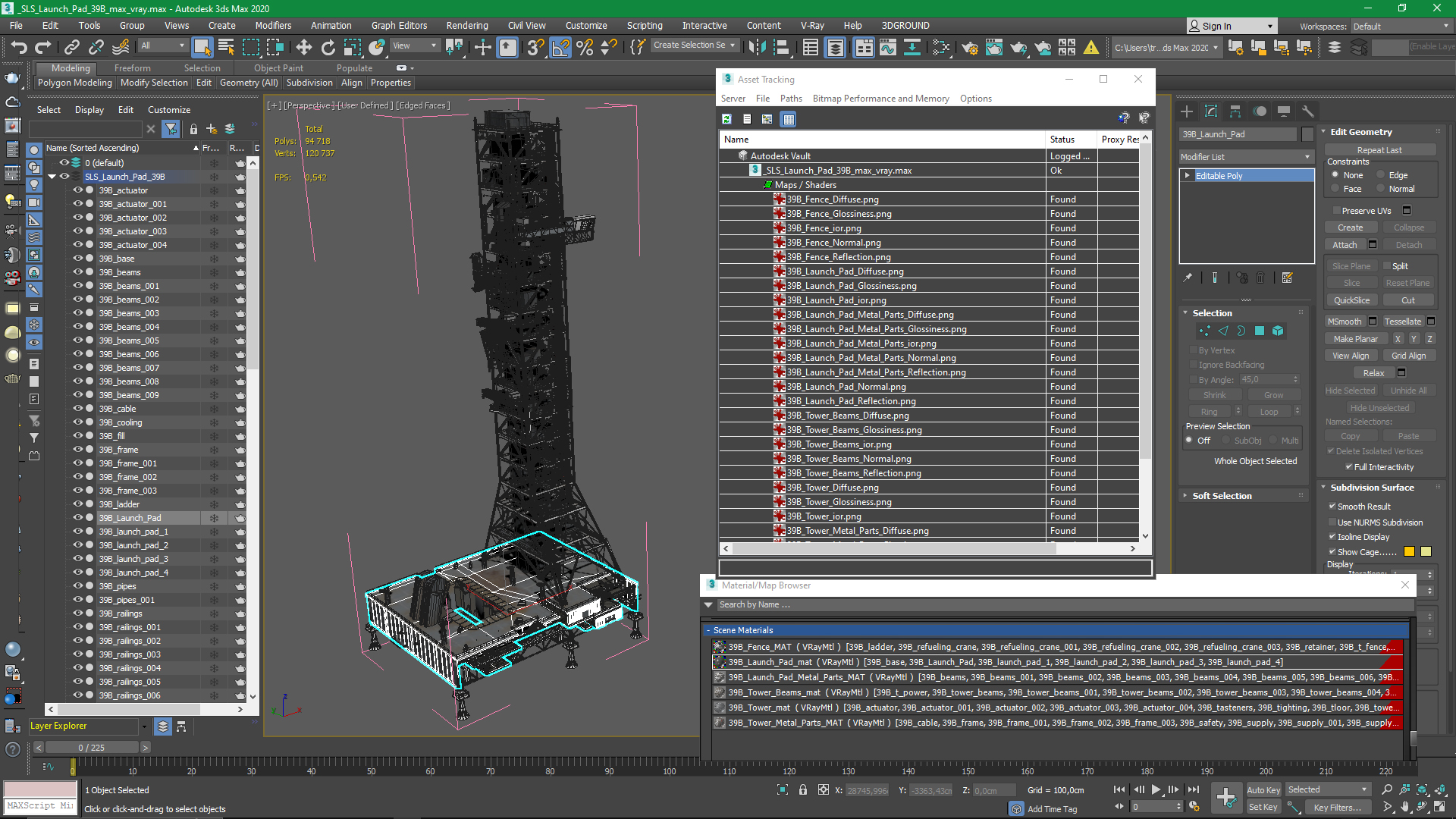 3D SLS Launch Pad 39B model