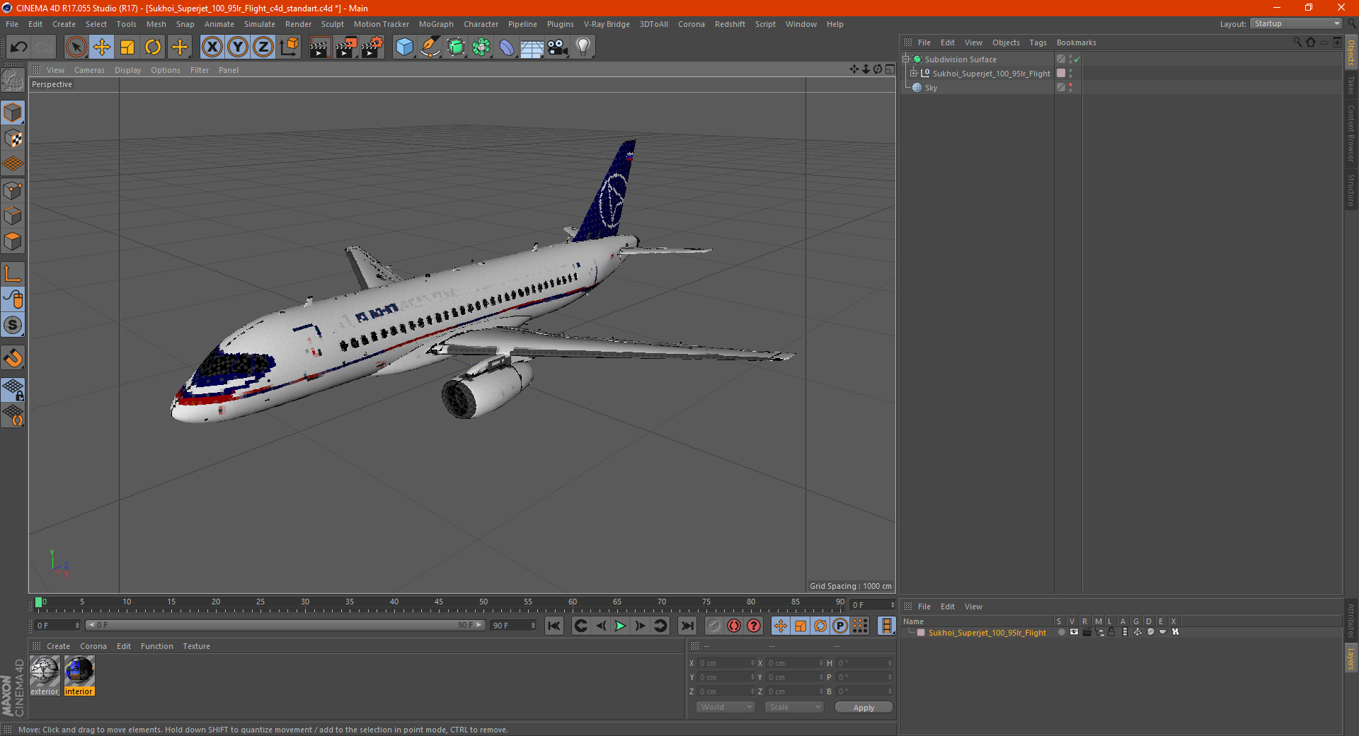3D Sukhoi Superjet 100 95lr Flight