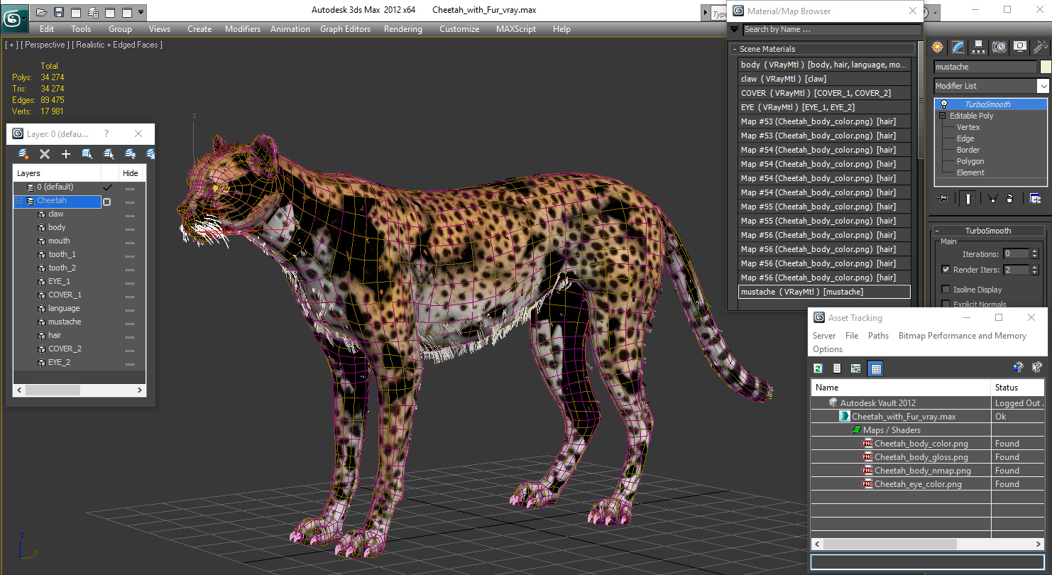 3D Cheetah with Fur