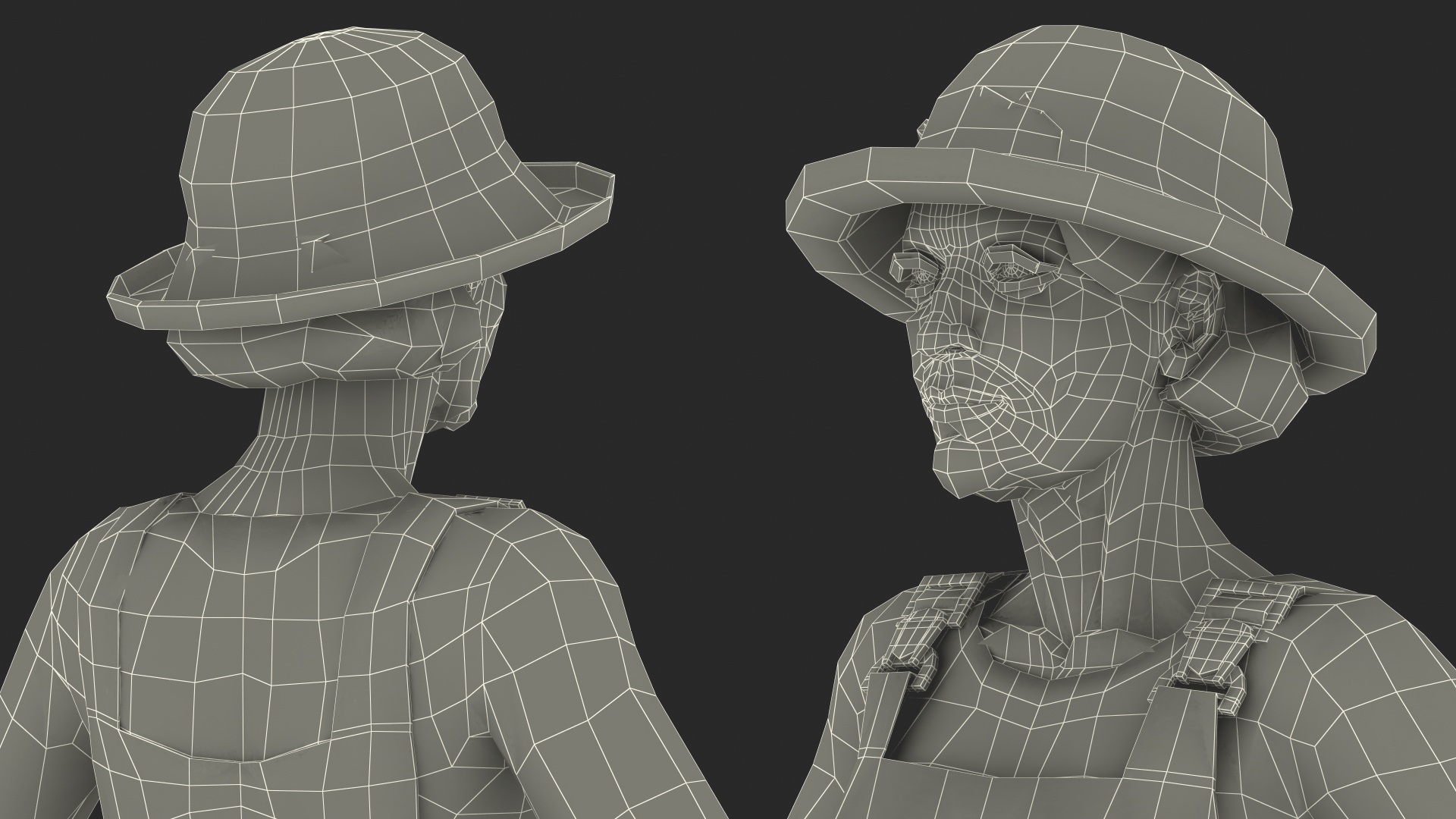 Elderly Woman Farmer Rigged 3D