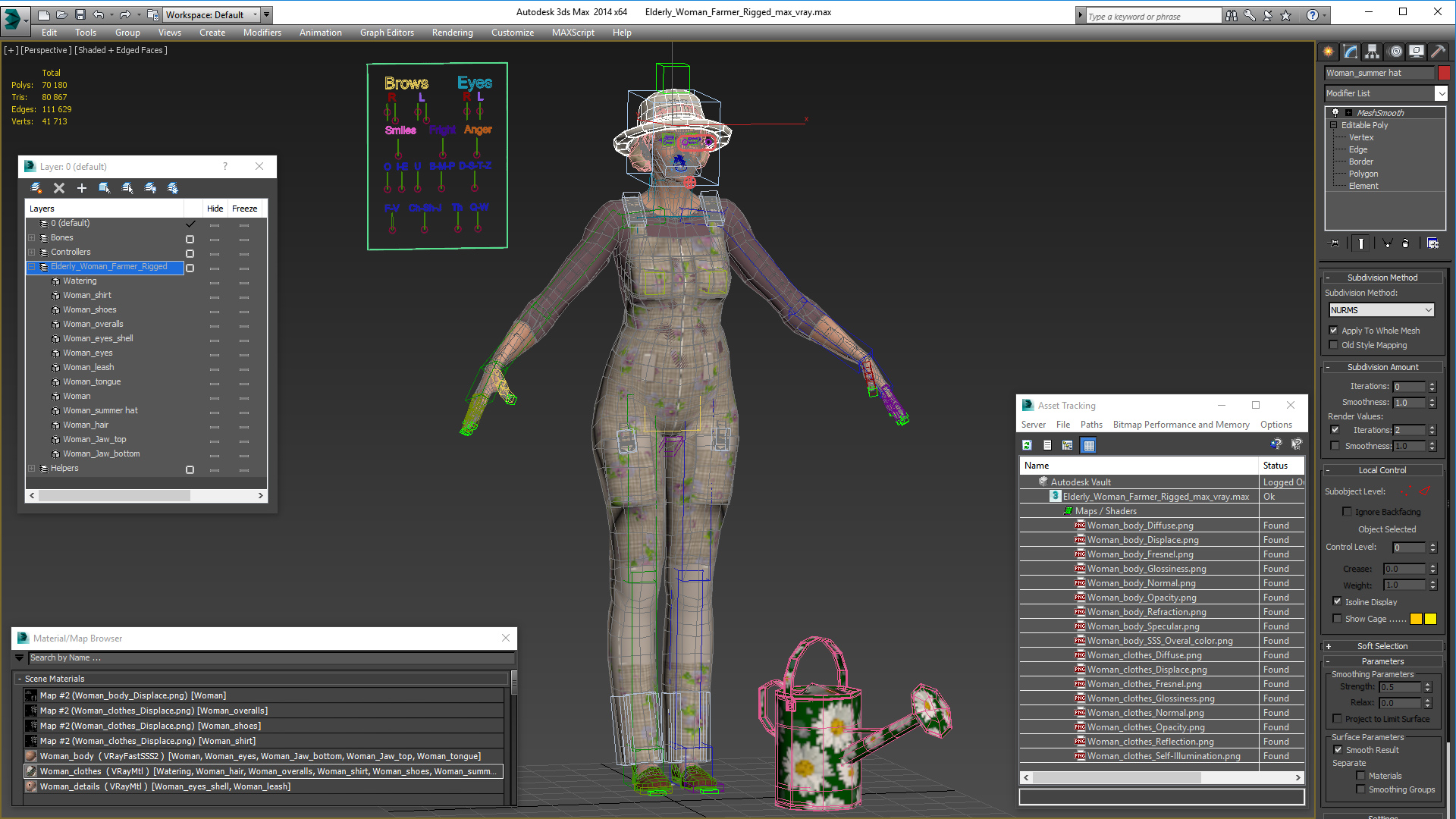 Elderly Woman Farmer Rigged 3D