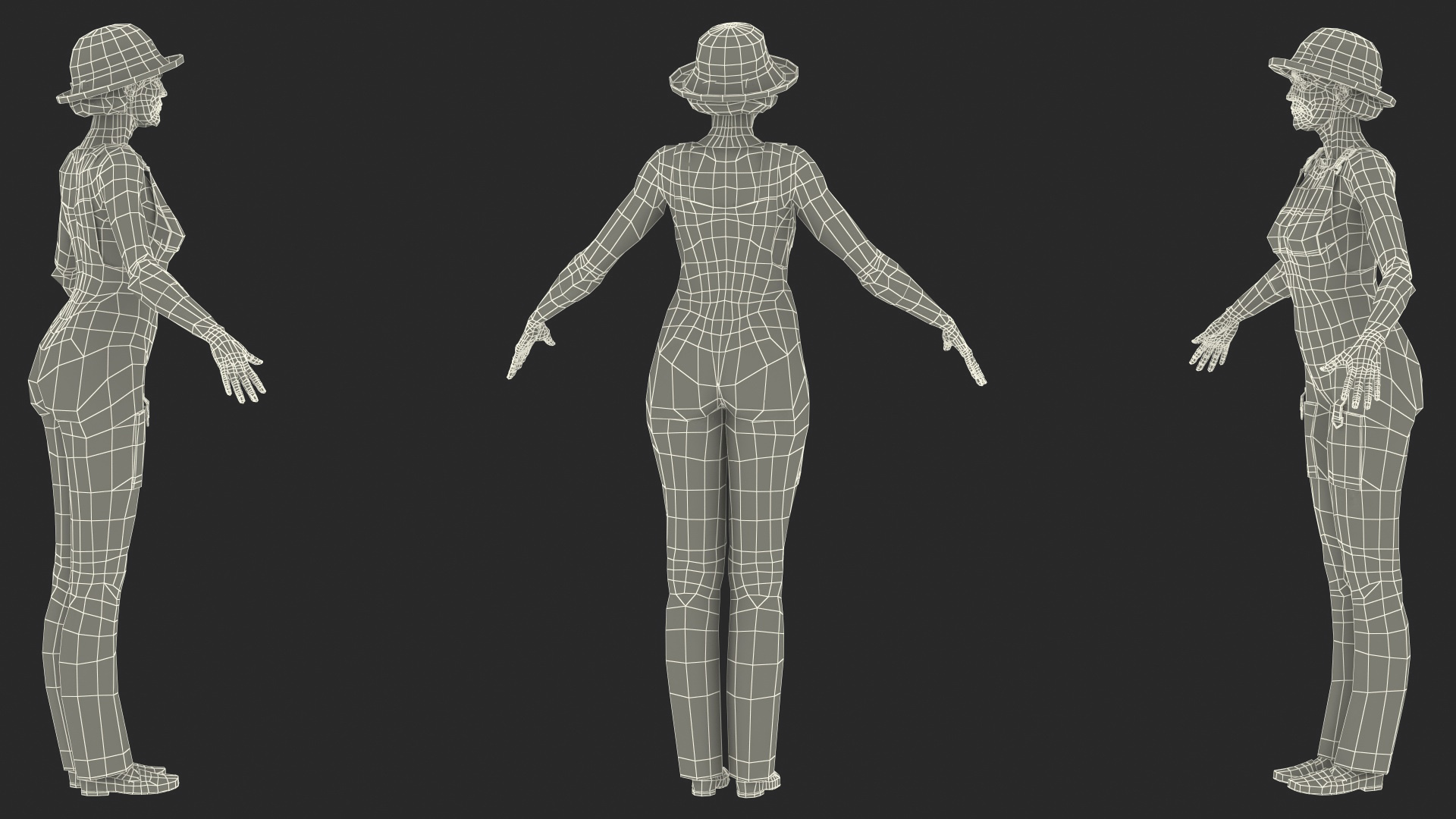Elderly Woman Farmer Rigged 3D
