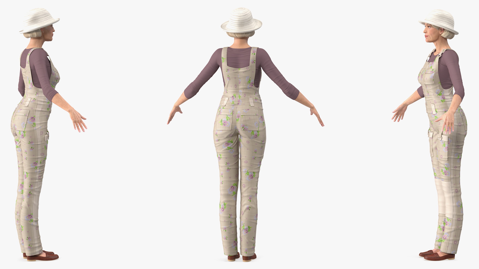 Elderly Woman Farmer Rigged 3D