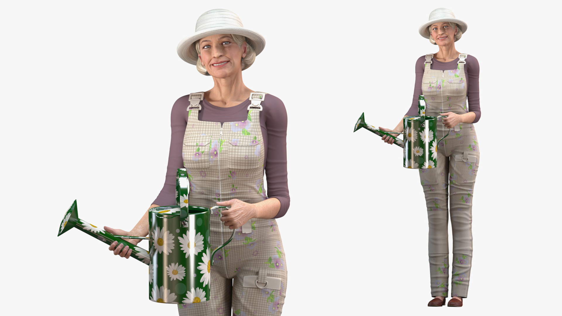 Elderly Woman Farmer Rigged 3D