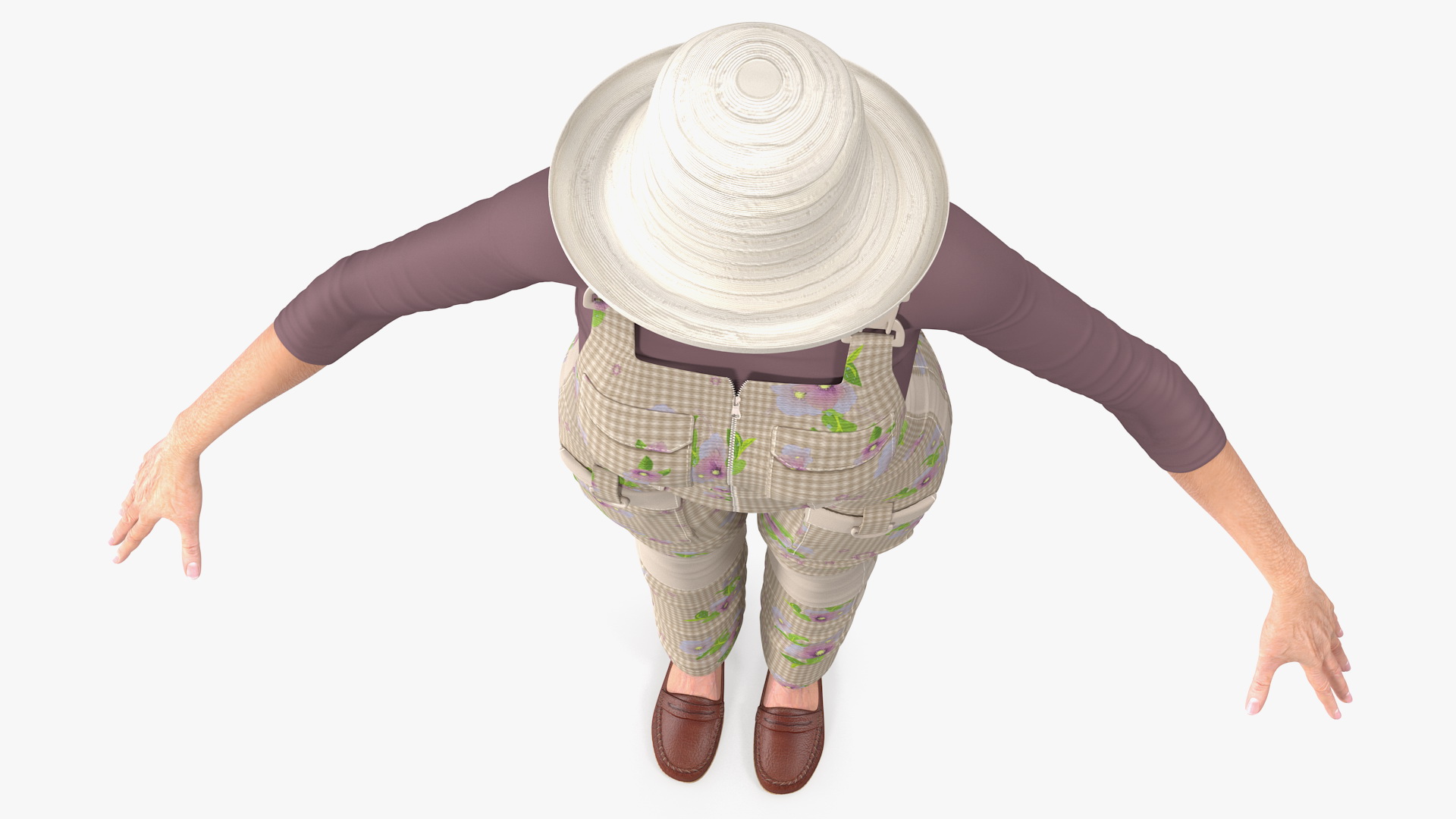 Elderly Woman Farmer Rigged 3D
