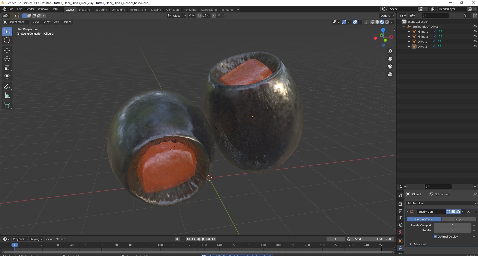 3D model Stuffed Black Olives