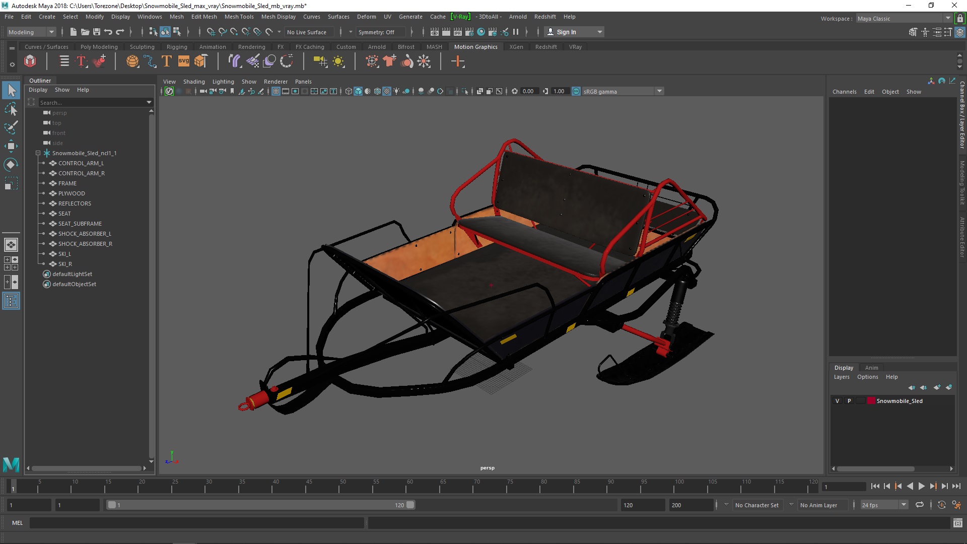 3D model Snowmobile Sled