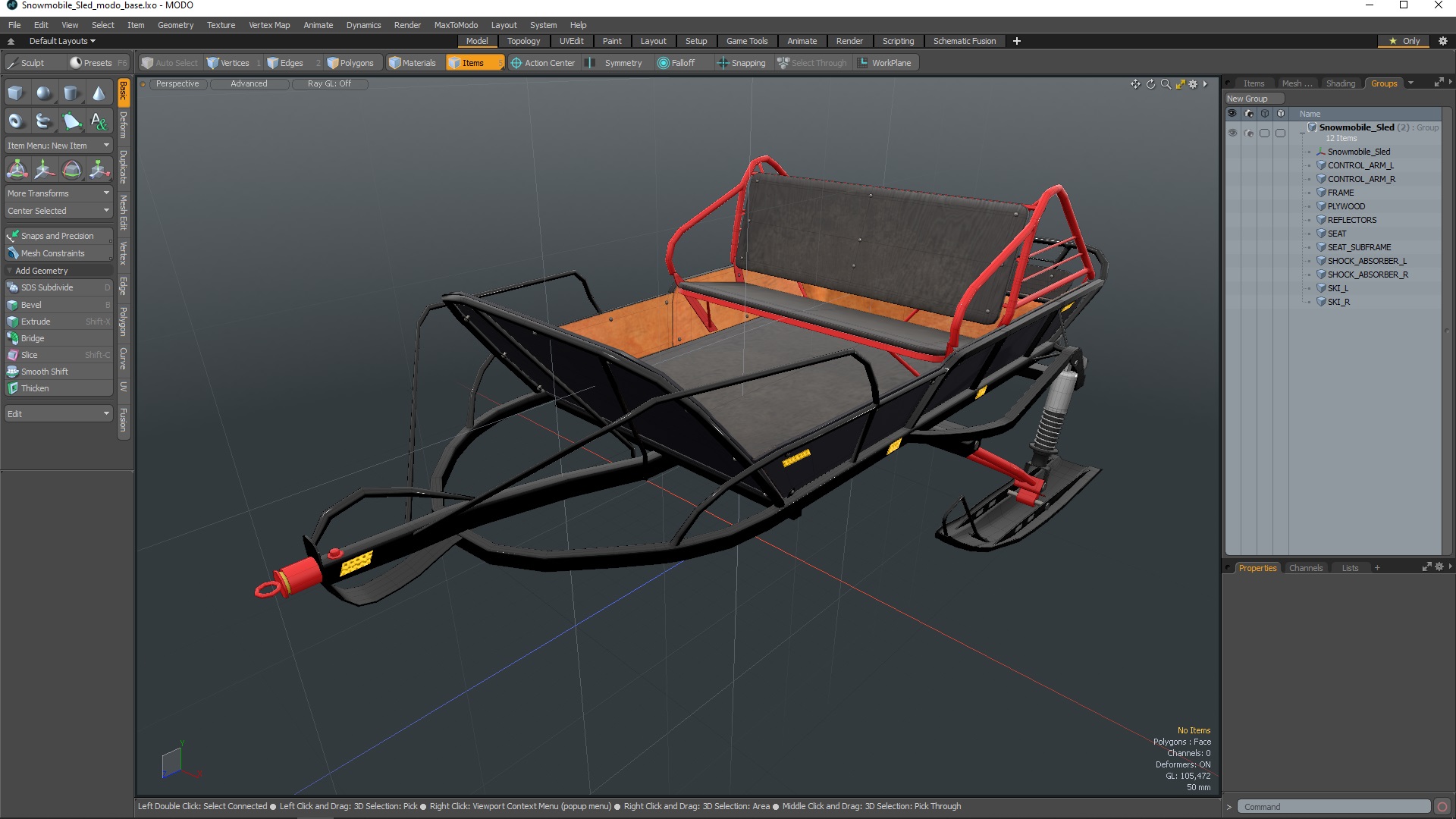 3D model Snowmobile Sled
