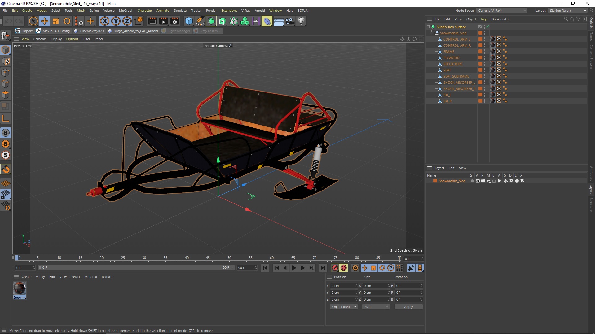 3D model Snowmobile Sled