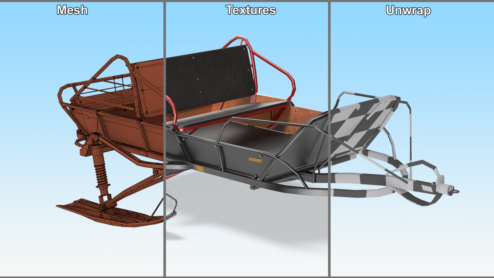 3D model Snowmobile Sled