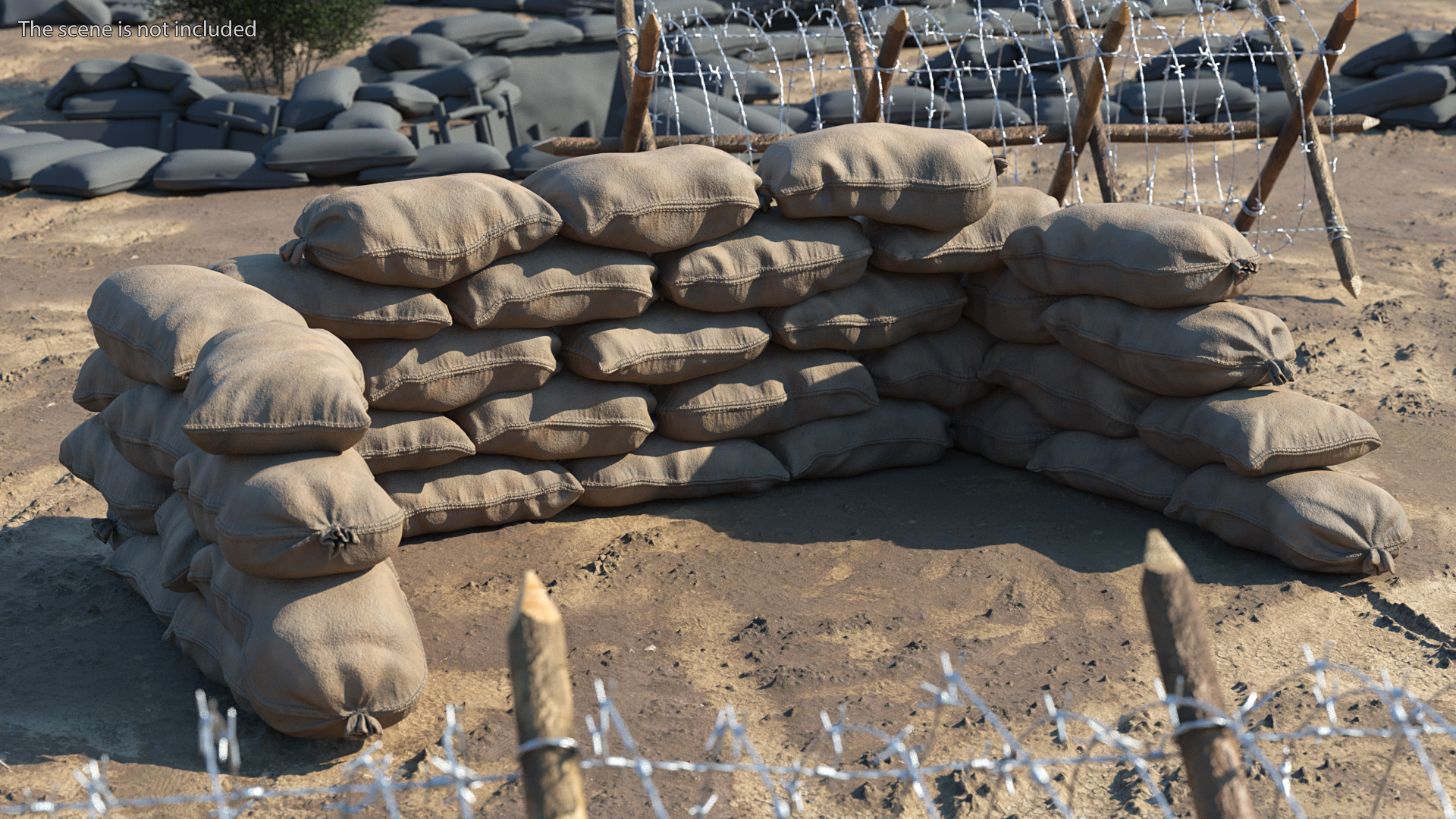 3D Sandbag Barricade Dusty model