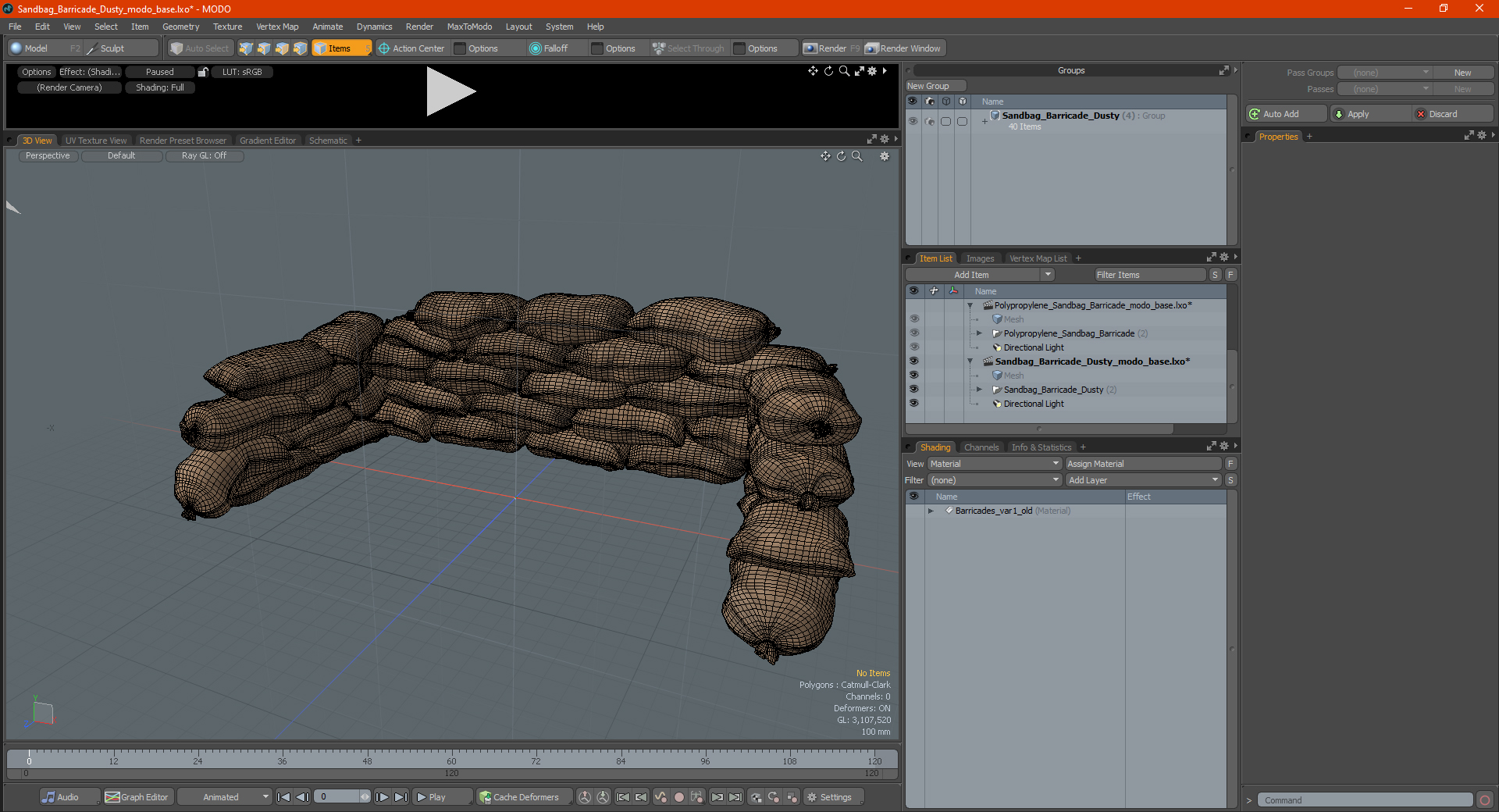 3D Sandbag Barricade Dusty model