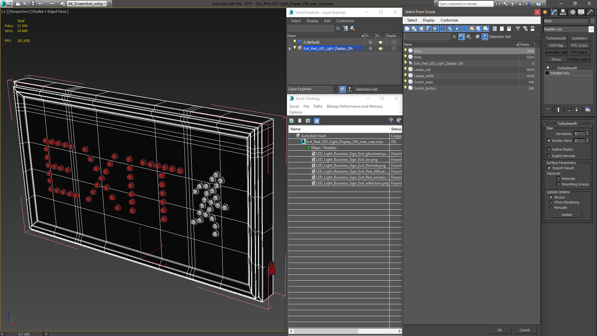 Exit Red LED Light Display ON 3D model
