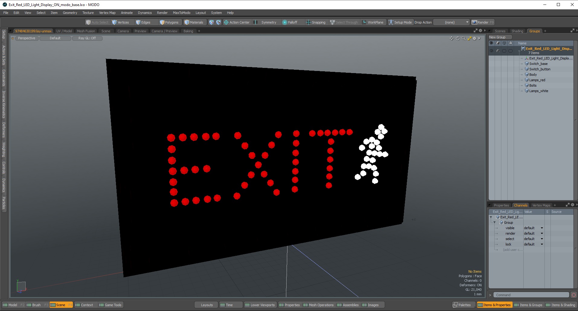 Exit Red LED Light Display ON 3D model