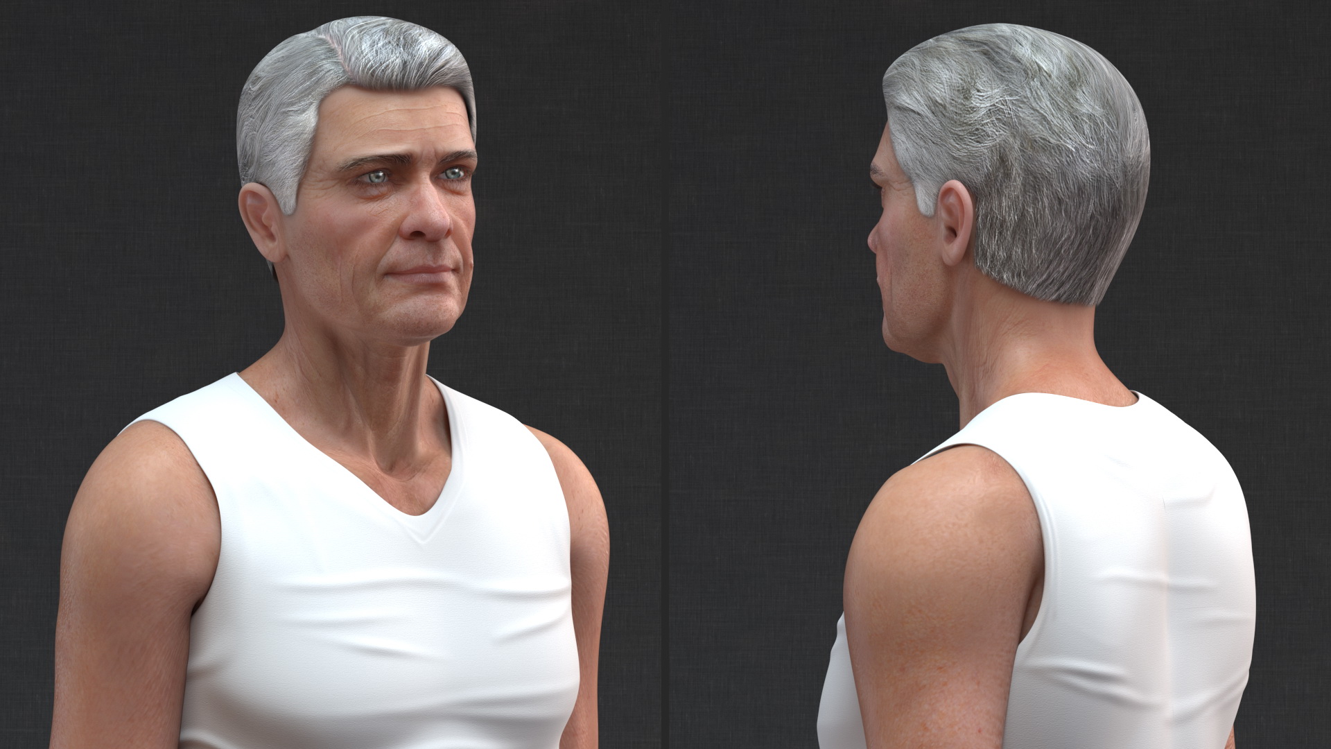 3D Old Man Underwear Standing Pose