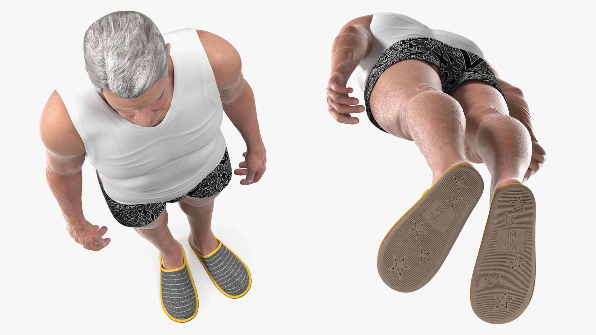 3D Old Man Underwear Standing Pose