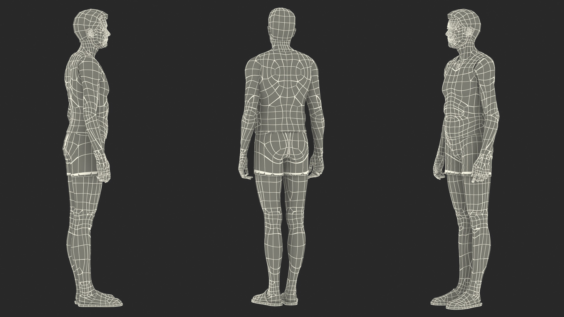 3D Old Man Underwear Standing Pose
