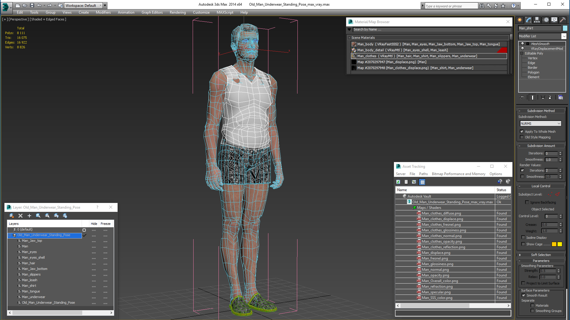 3D Old Man Underwear Standing Pose