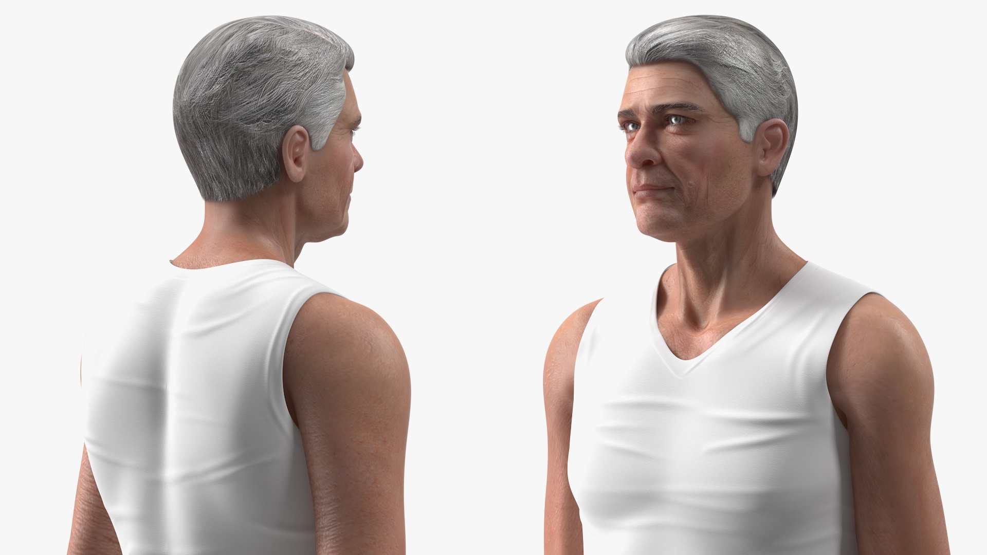 3D Old Man Underwear Standing Pose