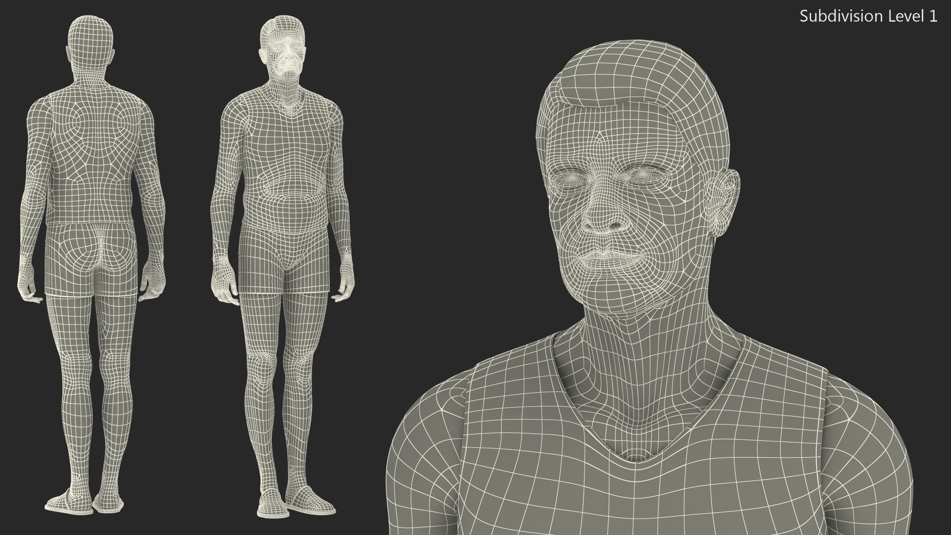 3D Old Man Underwear Standing Pose