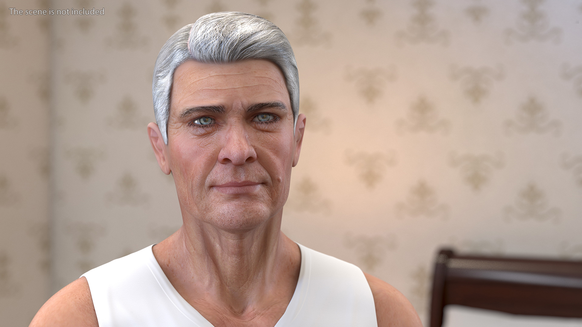 3D Old Man Underwear Standing Pose