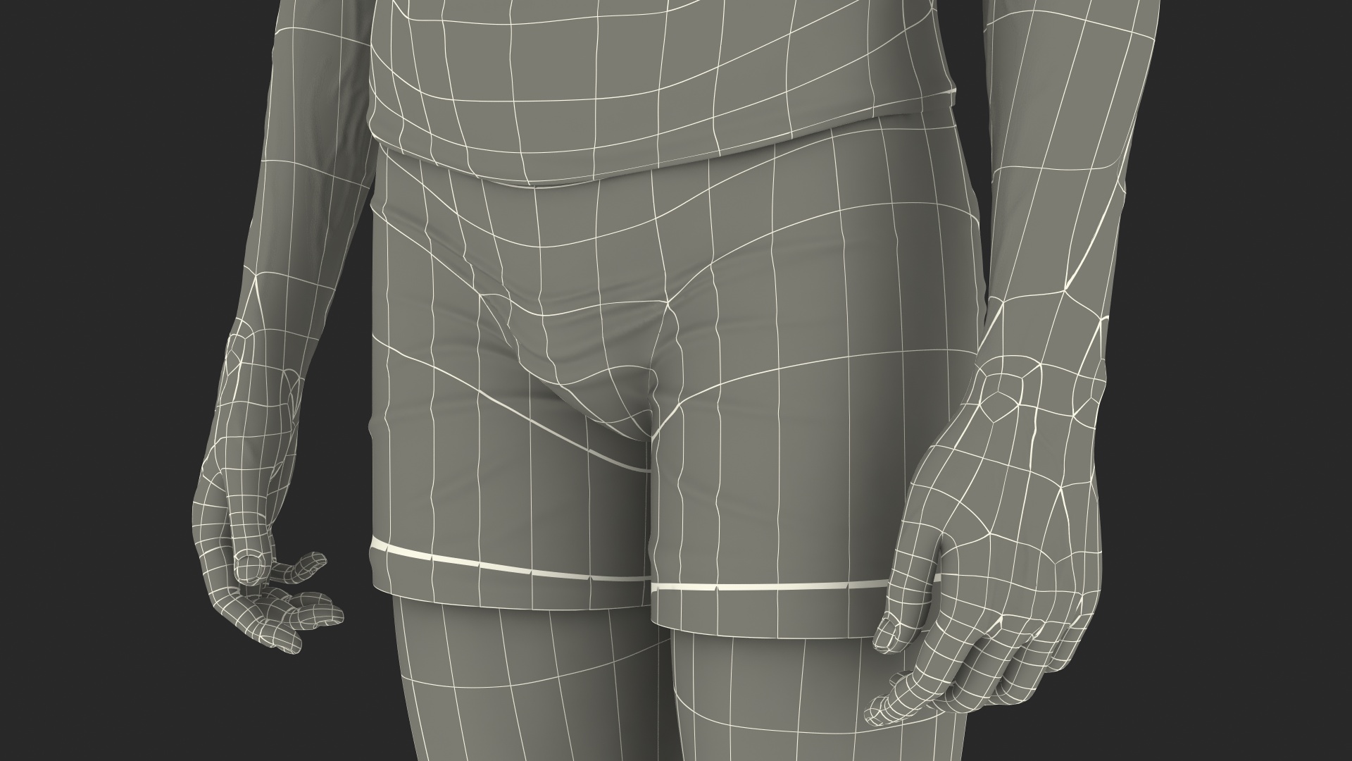 3D Old Man Underwear Standing Pose