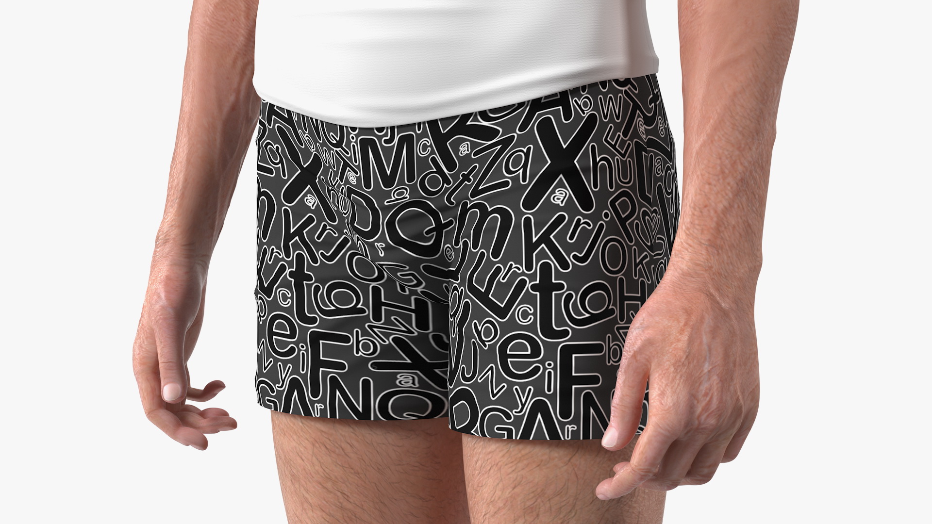 3D Old Man Underwear Standing Pose