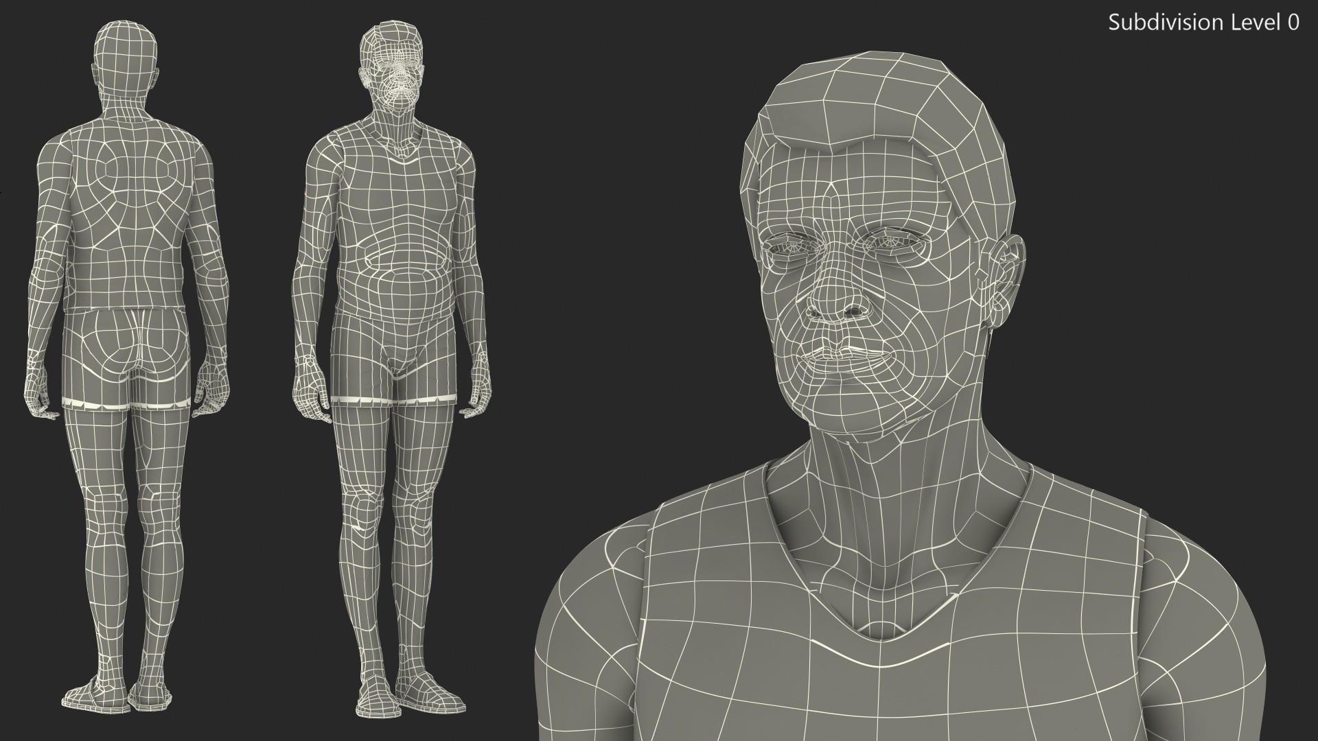 3D Old Man Underwear Standing Pose
